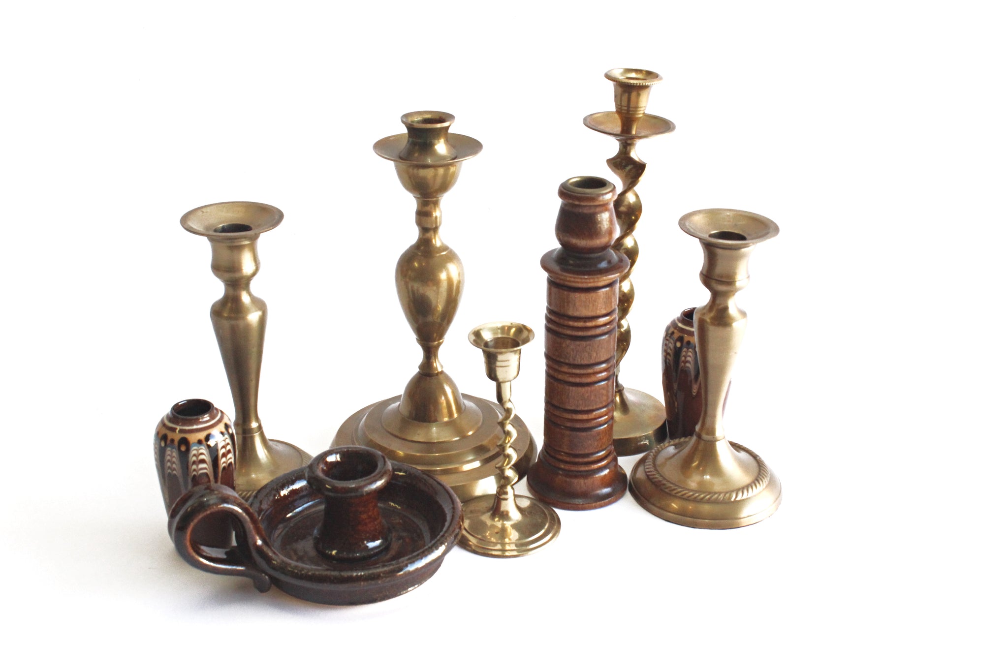 Rustic Stoneware Candlestick Holder, Vintage Lead Free Stoneware