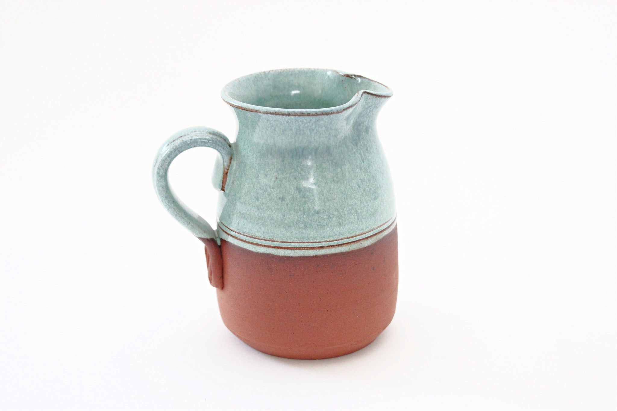 Stoneware Creamer, Syrup Pitcher, Turquoise Kitchenware