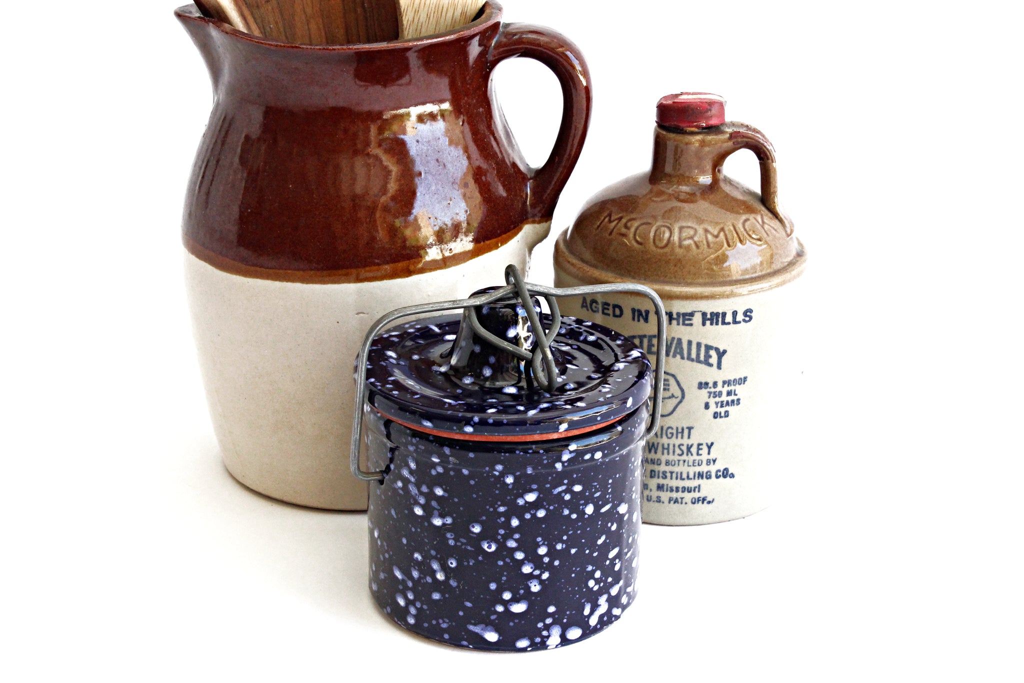 Vintage Stoneware Spice Jar, Kitchen Container with Rubber Seal