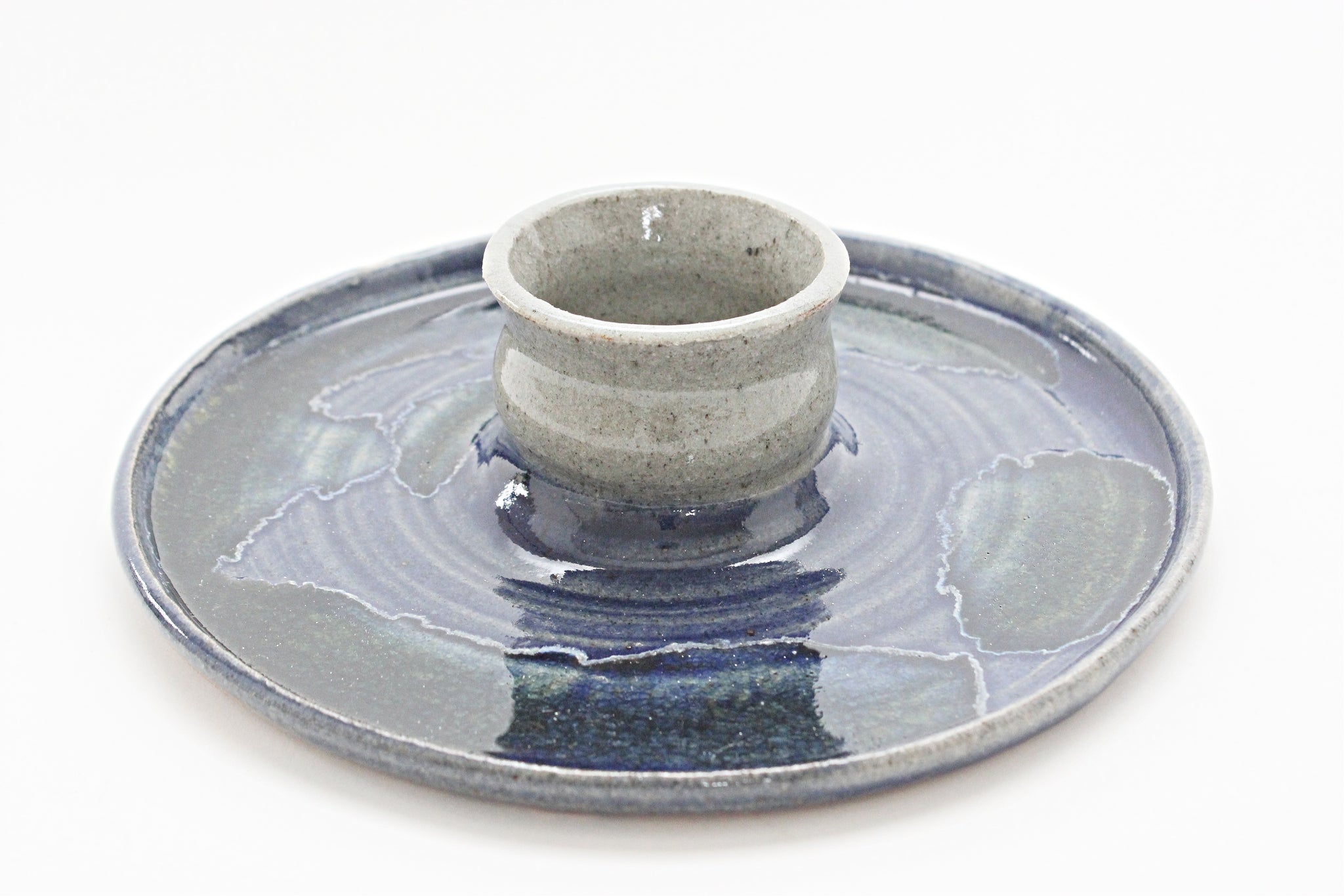 Fine Art Pottery Serving Platter, Appetizer & Dip Plate, Stoneware Plate