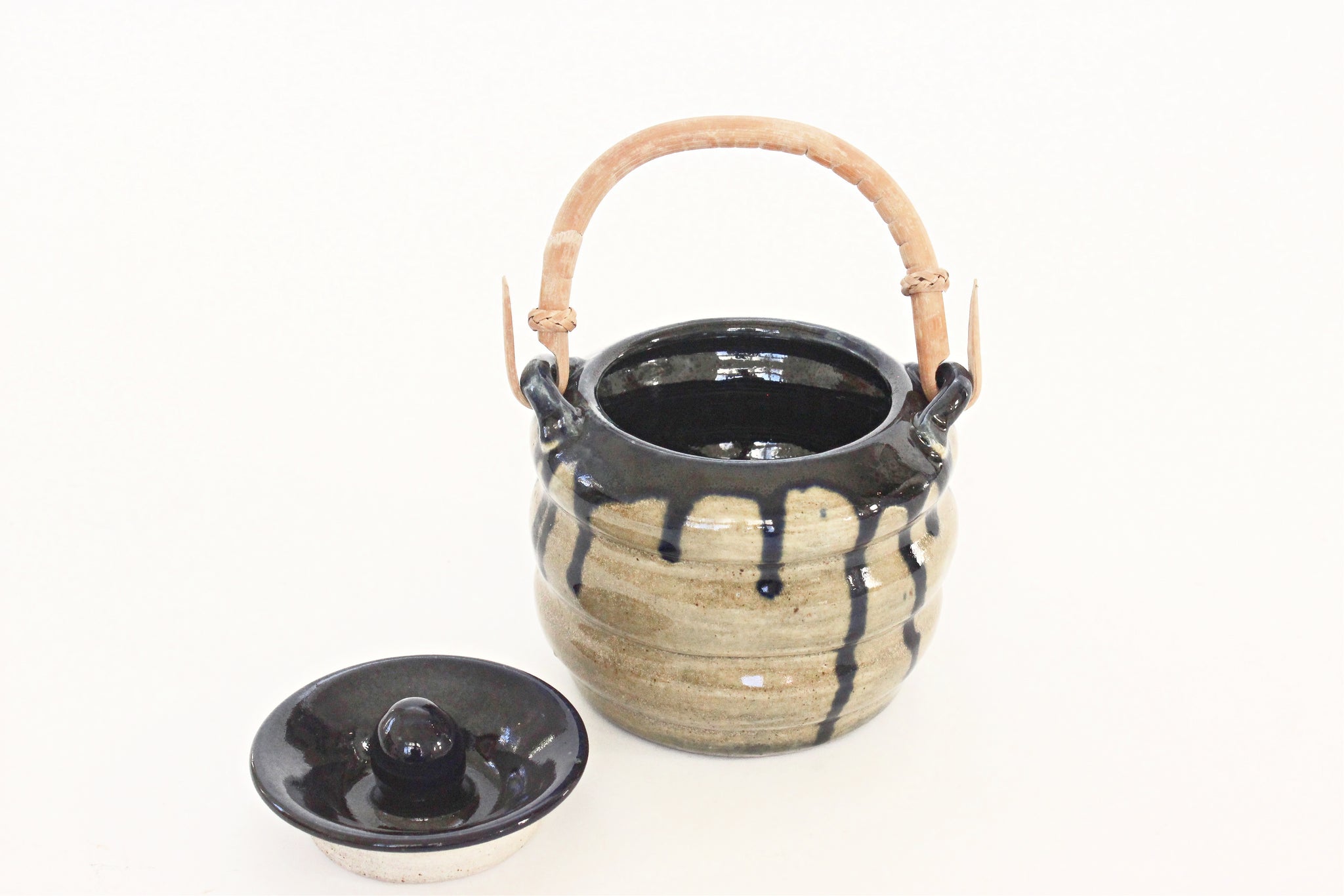 Stoneware Spice Jar with Lid, Kitchen Container with Handle