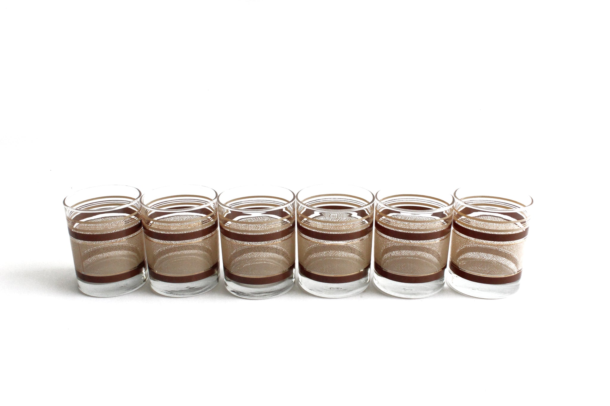 Set of 6 Low Ball Glass Tumblers, Vintage 1960's Water Glasses