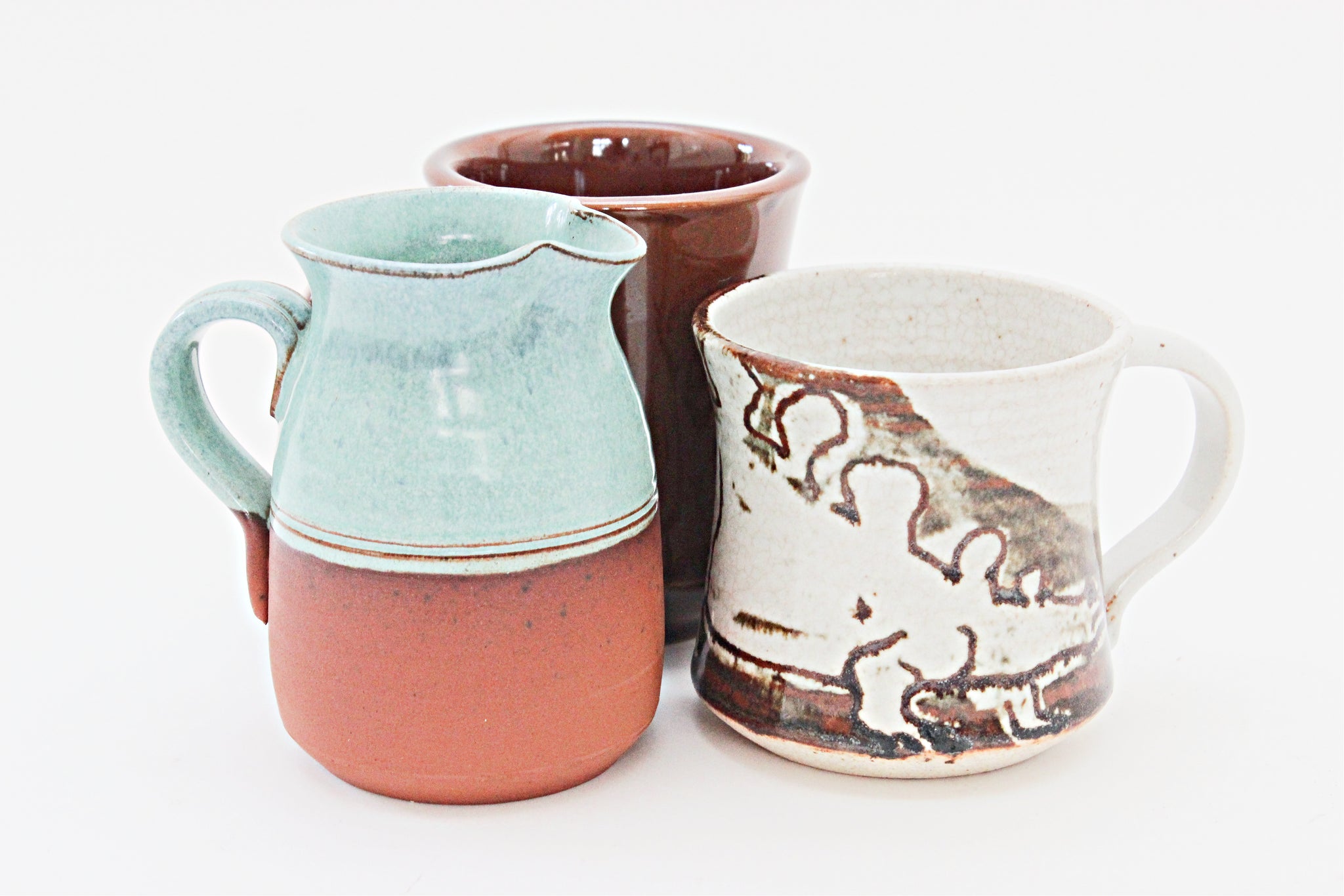 Stoneware Creamer, Syrup Pitcher, Turquoise Kitchenware