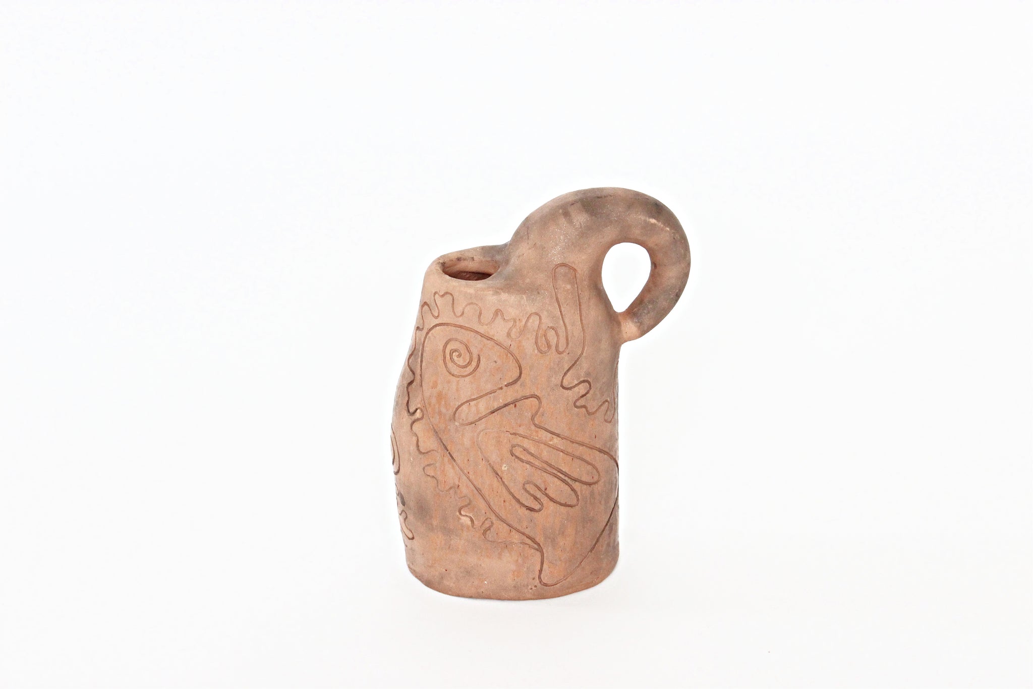Fine Art Pottery Bud Vase, Etched Clay Bud Vase