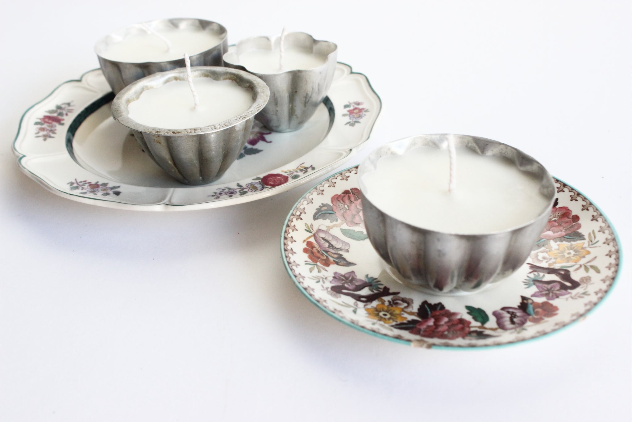 Set of 3 Soy Wax Candles, Upcycled Vintage Jello Mold Candles
