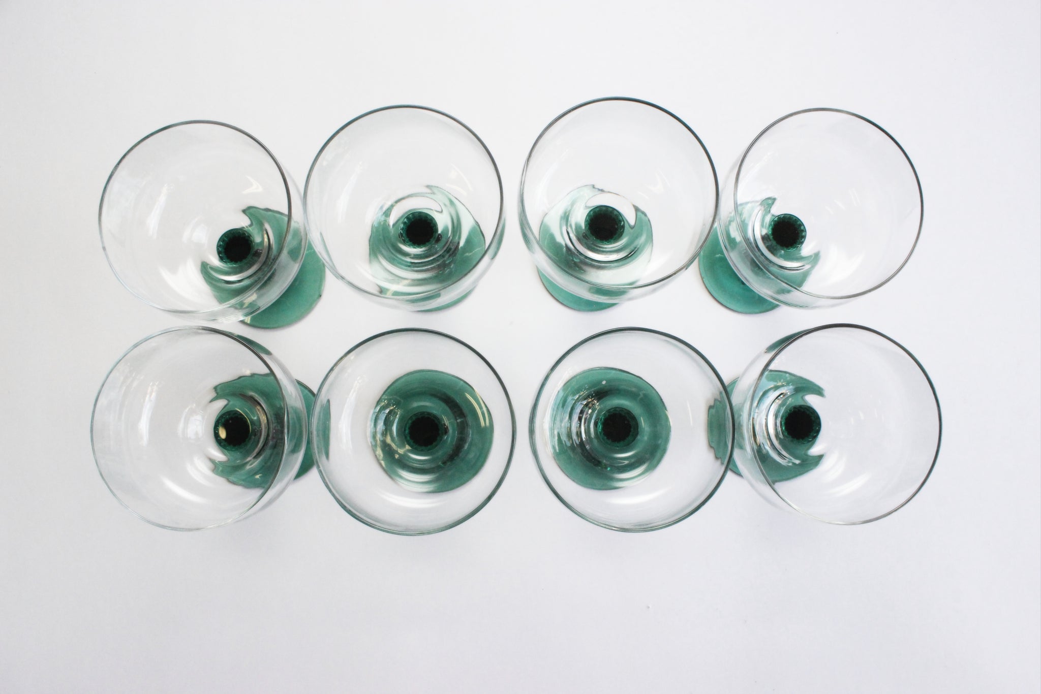 Cactus Stem Margherita Glasses, Set of 8 Vintage Cocktail Glasses