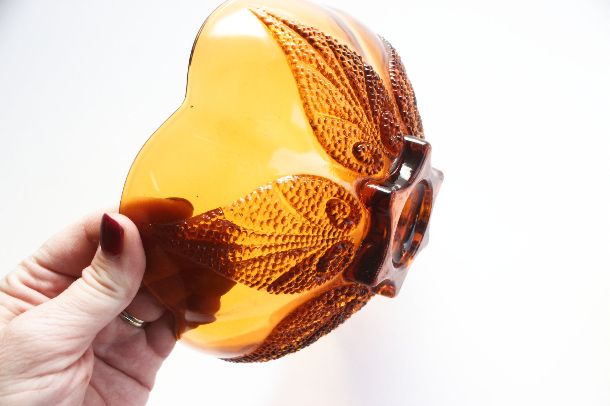Amber Glass Bowl, Small Vintage Serving Bowl