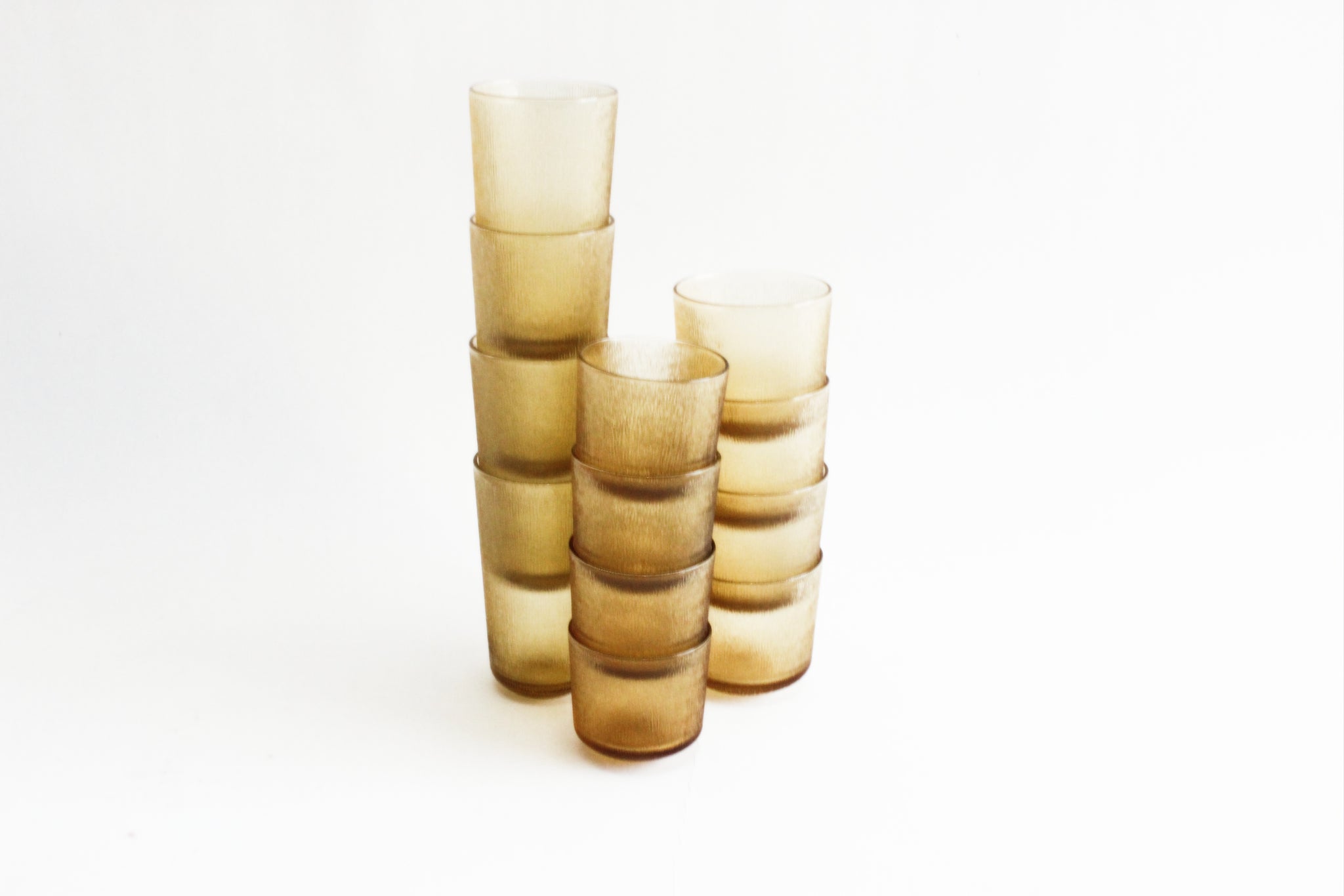 Yellow Drinking Glasses, Amber Glass Water Tumblers, Vintage Glassware