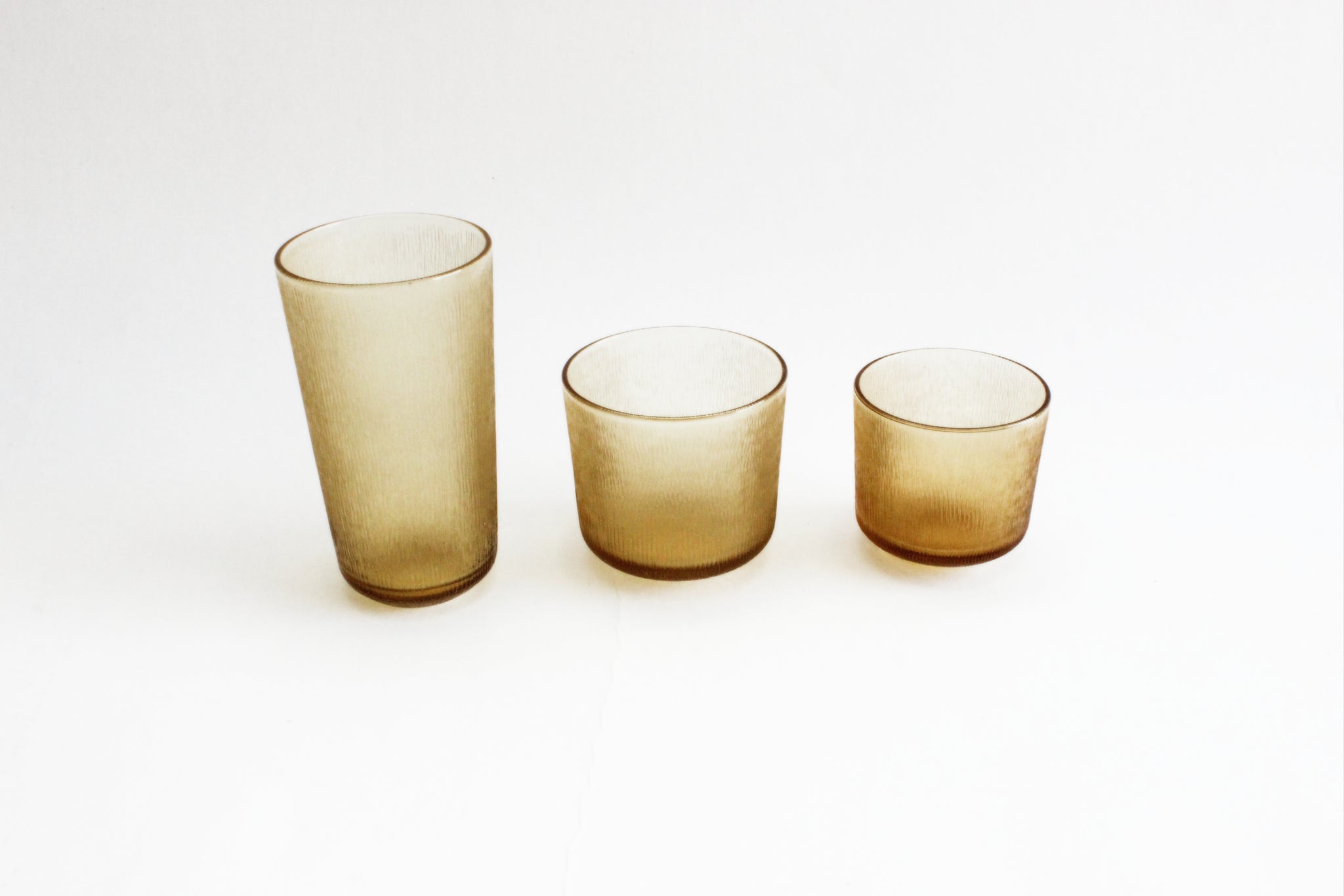 Yellow Drinking Glasses, Amber Glass Water Tumblers, Vintage Glassware