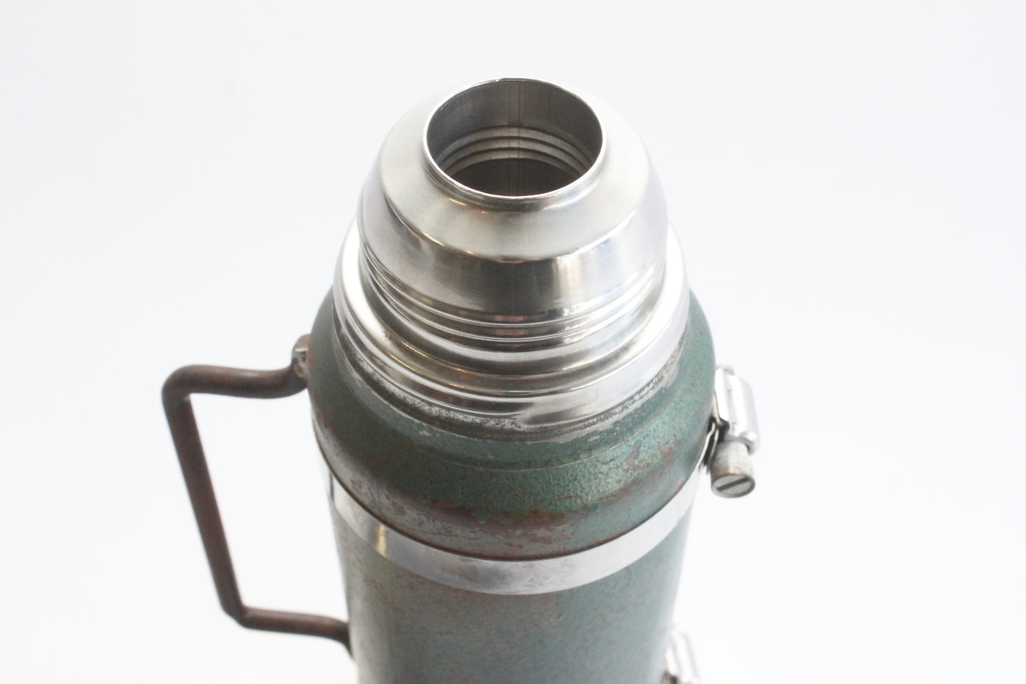 Green Metal Aladdin Stanley Thermos, Vintage Camping Gear
