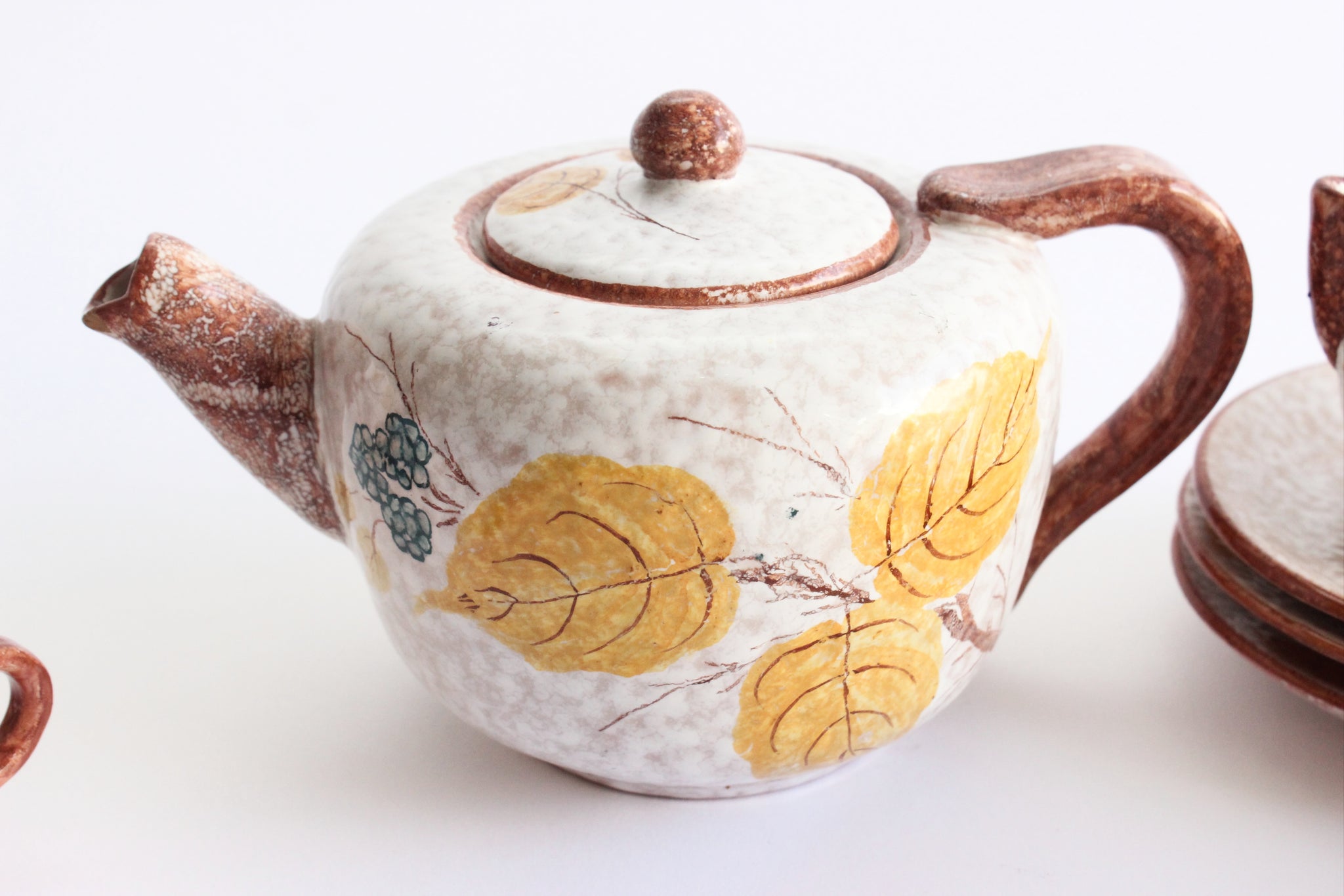 Hand Painted Tea Set, Vintage Espresso Set, Fall Table Decor