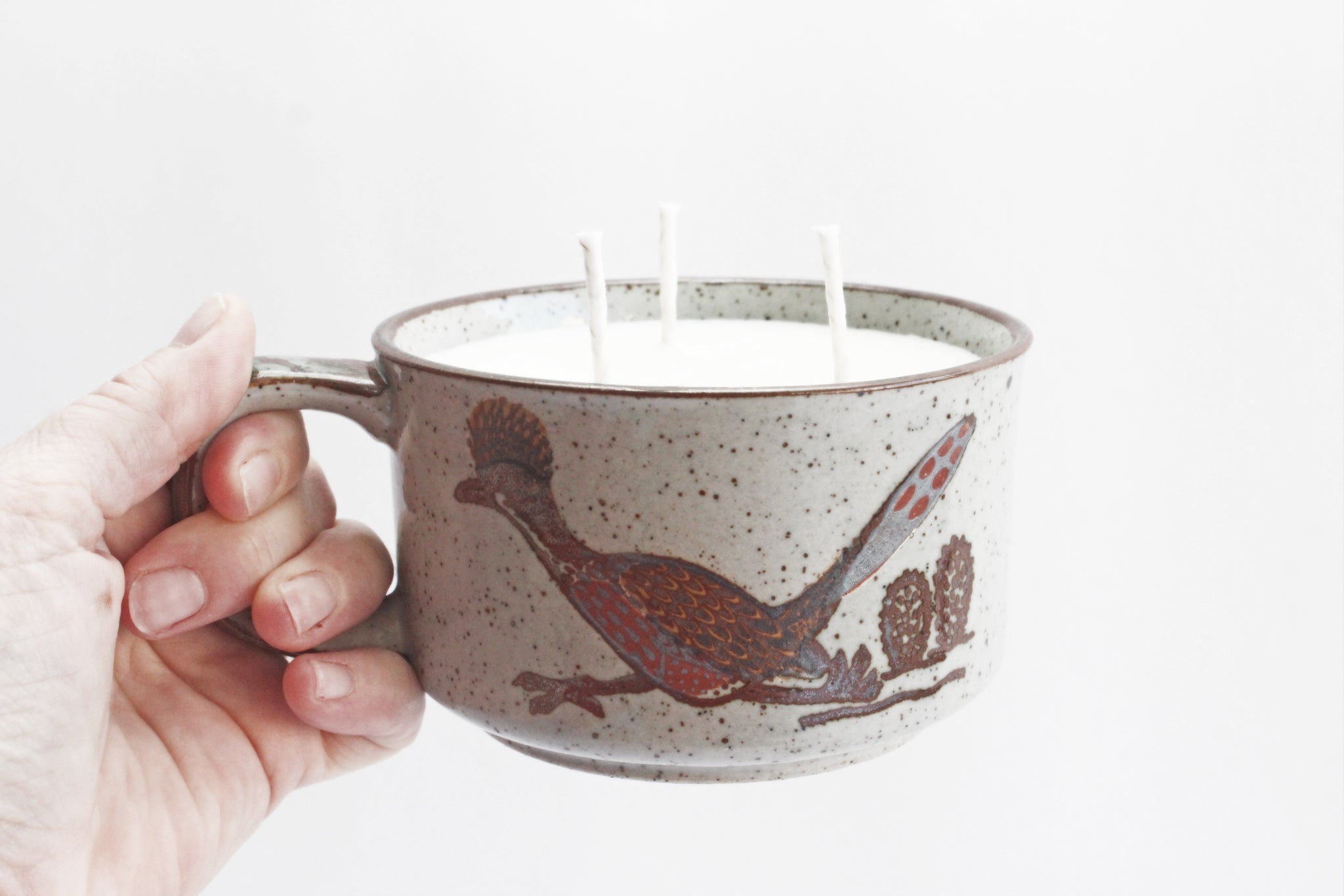 Vintage Roadrunner Mug Candle, 16oz Soy Candle, Lavender & Rosemary