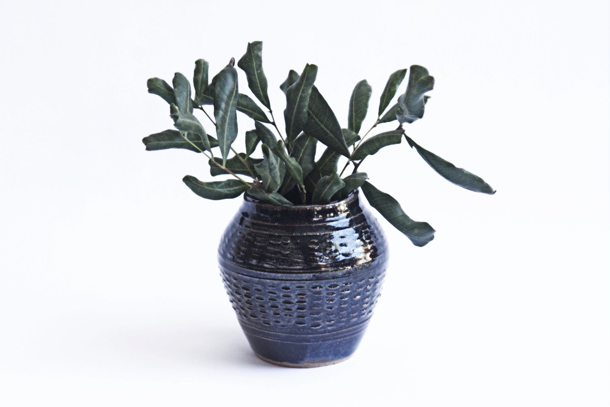 Black Flower Pot, Indoor Stoneware Planter, Hand Thrown Vase