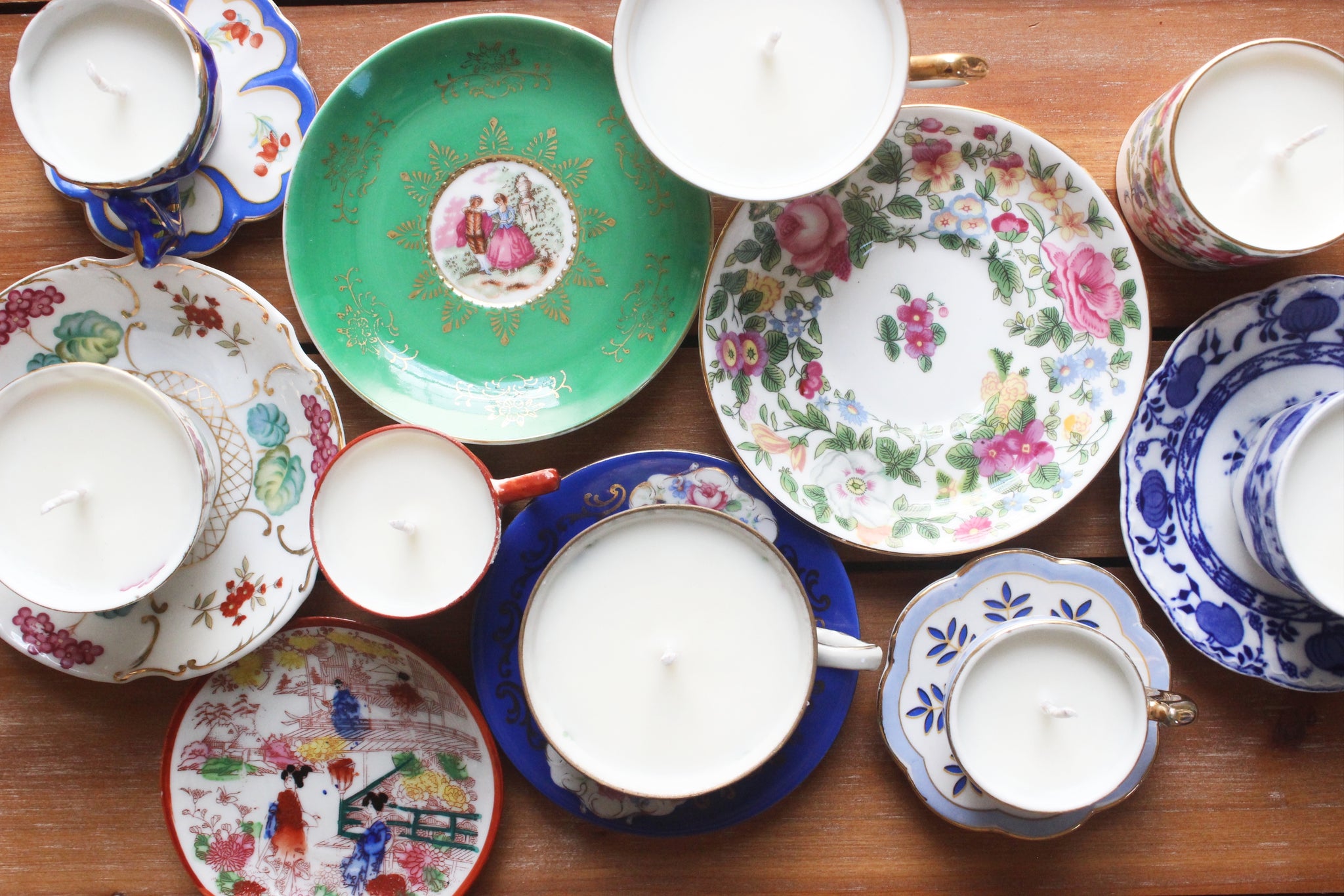 Vintage Teacup Candles, Lavender & Rosemary Soy Candles