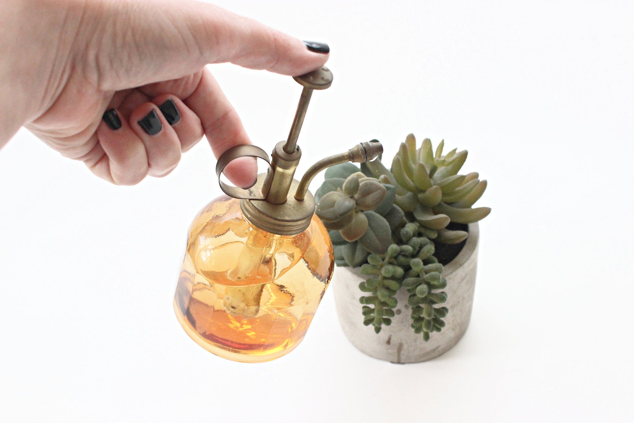 Vintage Glass Plant Spritzer, Amber Glass Plant Mister