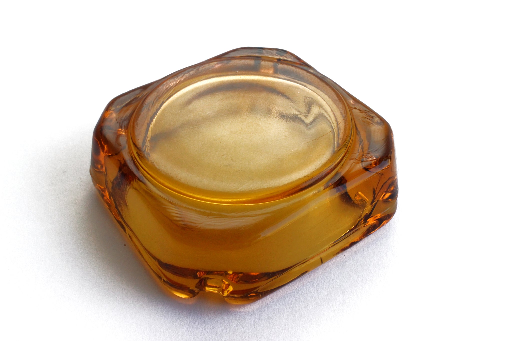 Vintage Glass Ashtray, Mid Century Yellow Ashtray