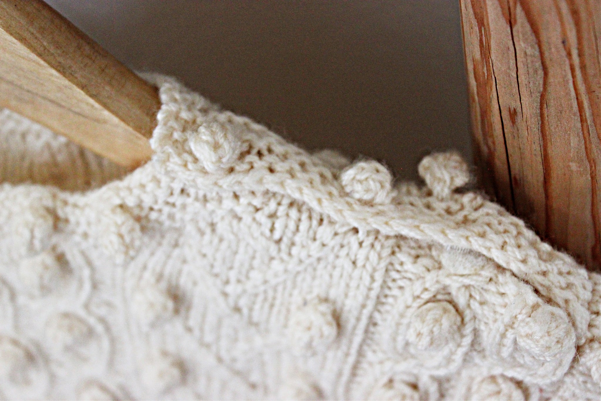 Hand Knit Child's Sweater, Cream Colored Winter Sweater