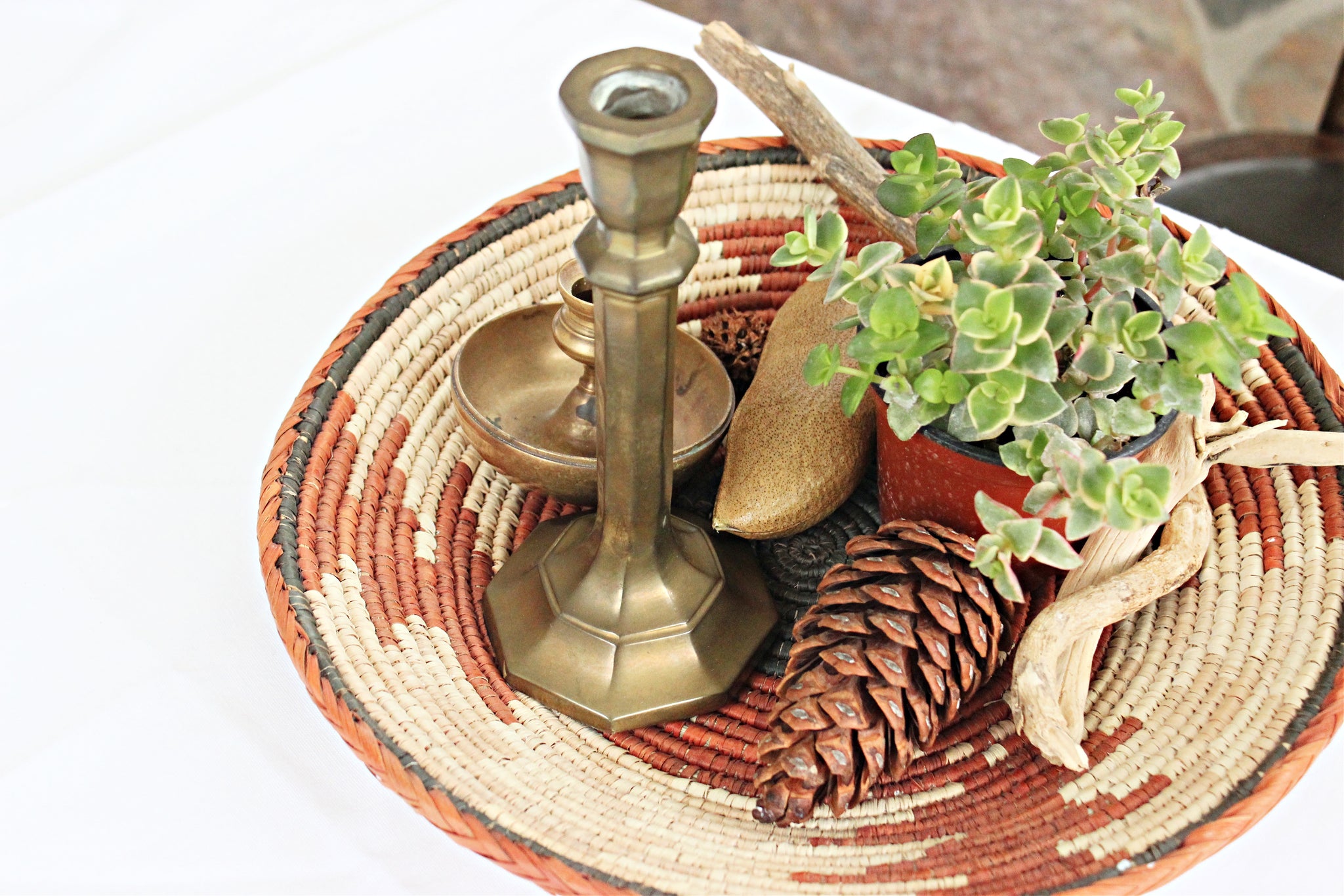 Brass Candlestick Holder, Mid Century Home Decor