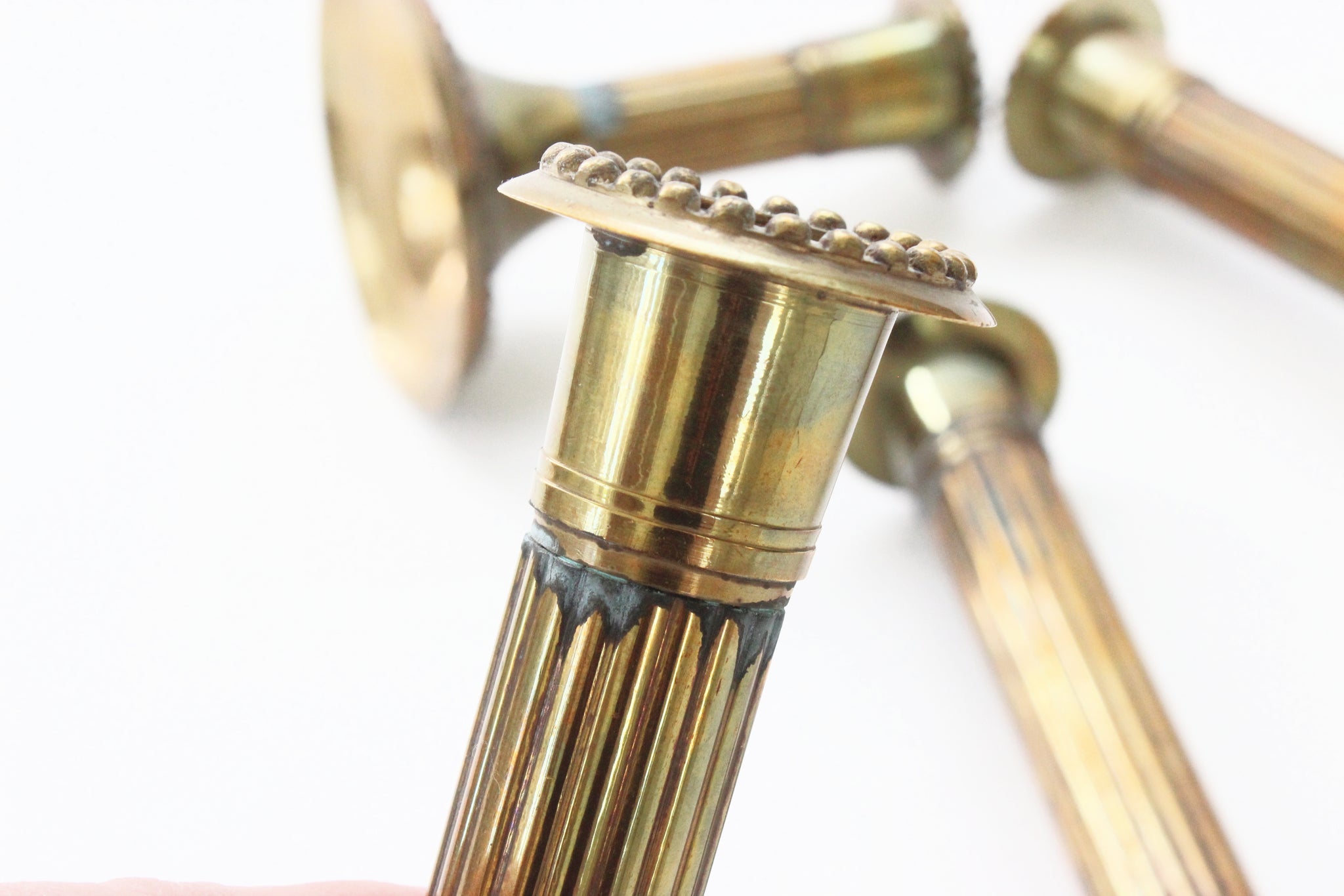Vintage Brass Candlestick Holders, Set of 4 Taper Candle Holders