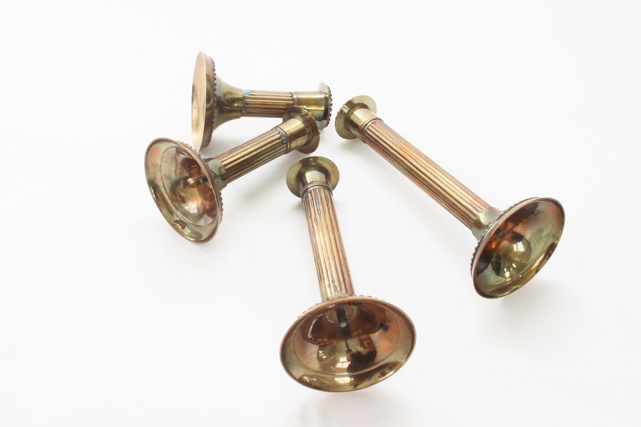 Vintage Brass Candlestick Holders, Set of 4 Taper Candle Holders