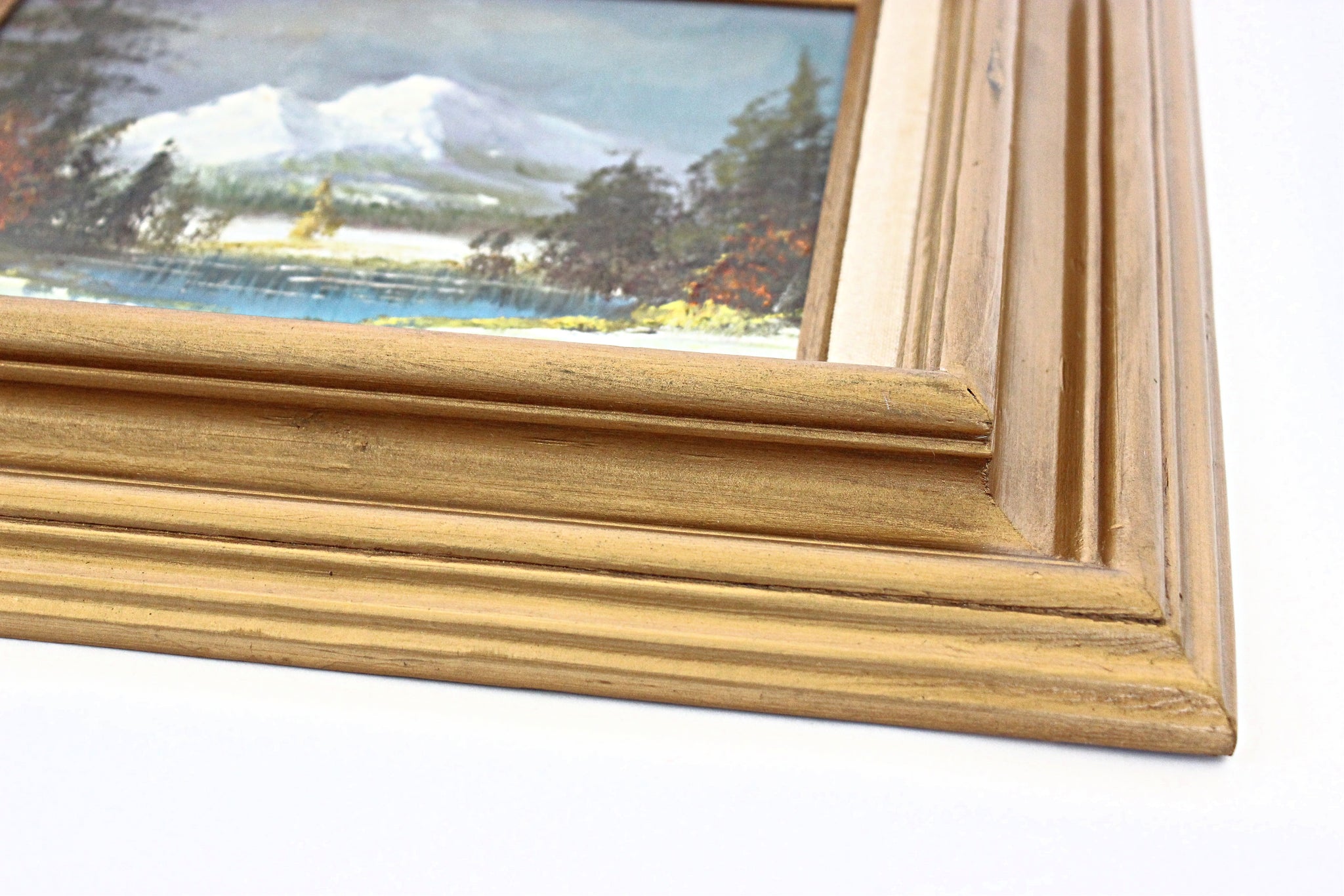 Vintage Fine Art Painting, Framed Landscape, Acrylic on Canvas, Wall Art