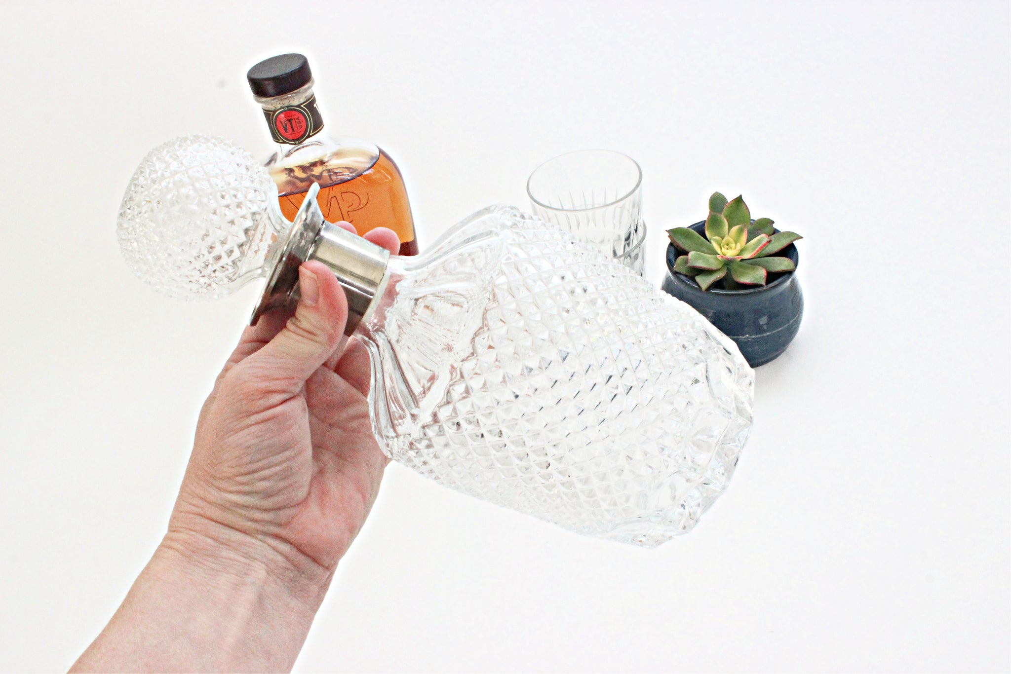 Vintage Glass Decanter, Mid-Century Barware