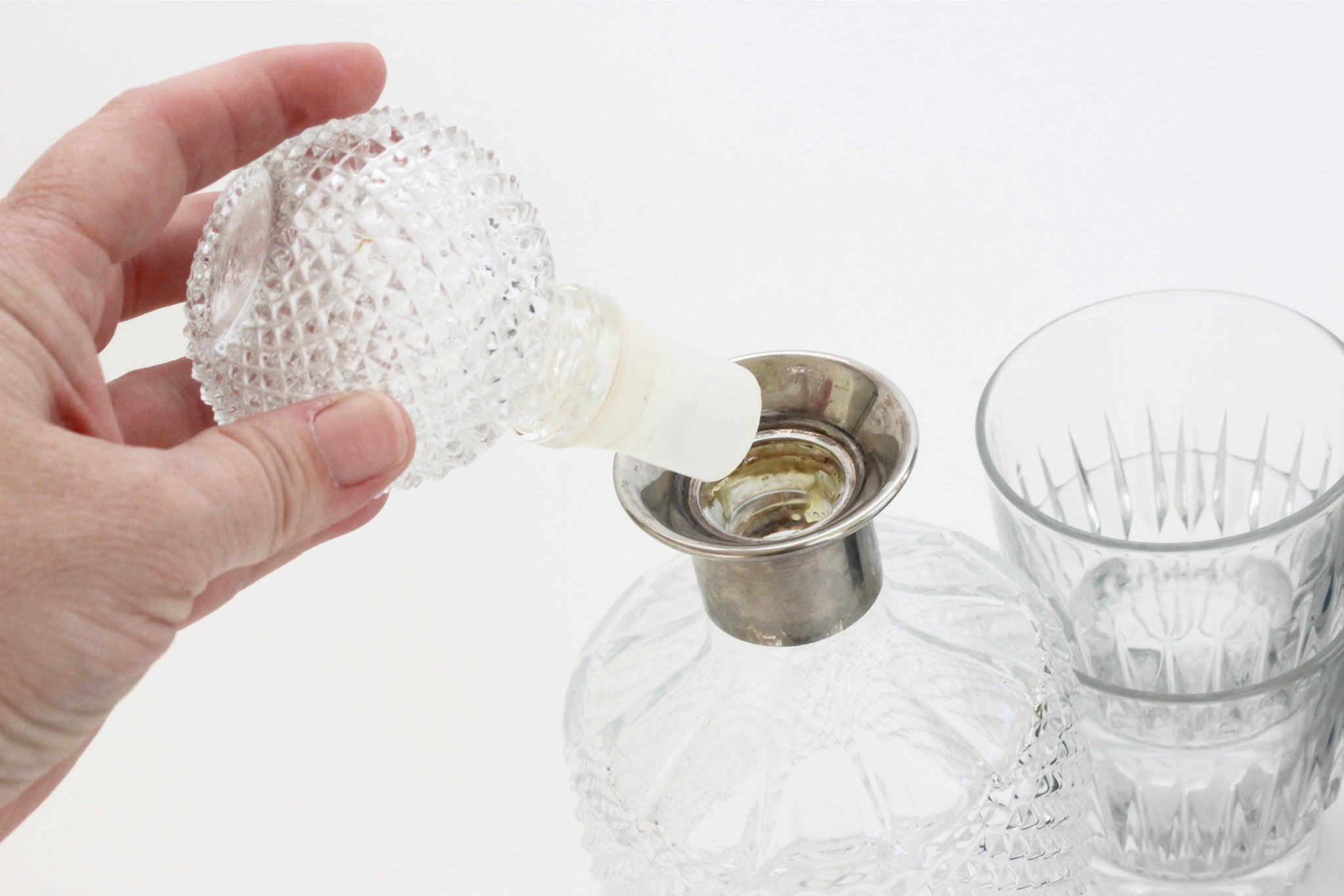 Vintage Glass Decanter, Mid-Century Barware
