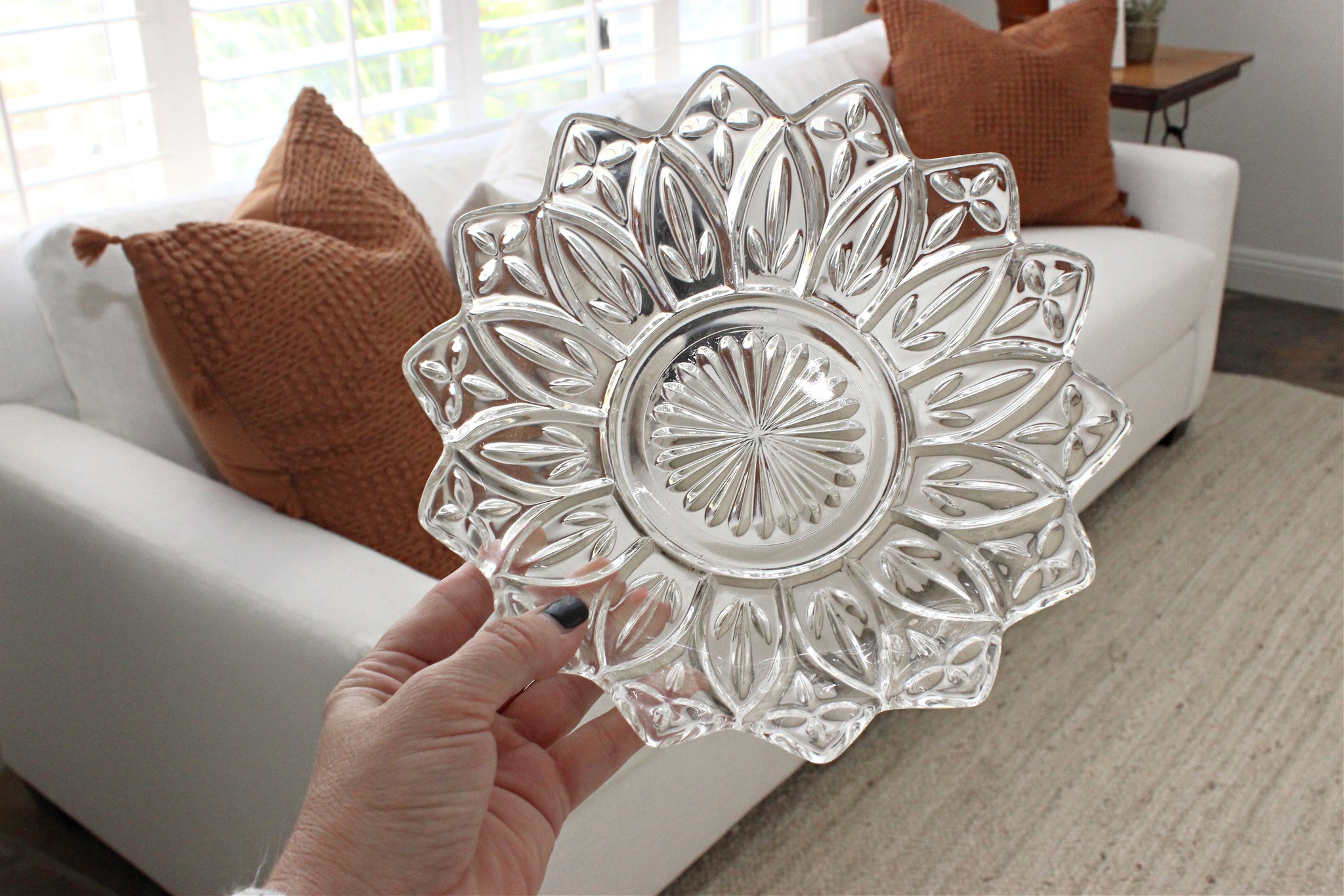 Vintage Star Shaped Glass Dish, Shallow Jewelry Bowl, Display Bowl