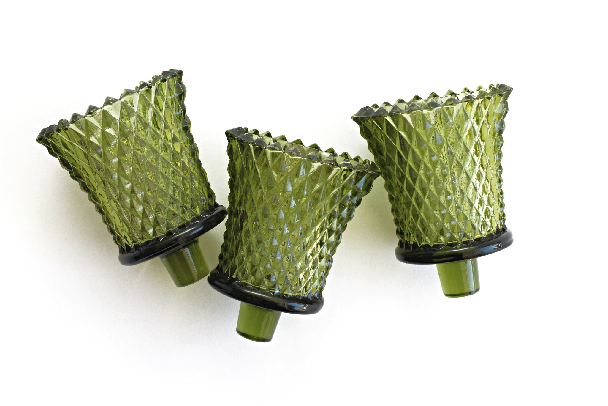 Green Glass Candle Holders, Tea-Light Candle Holder, Candlestick Topper