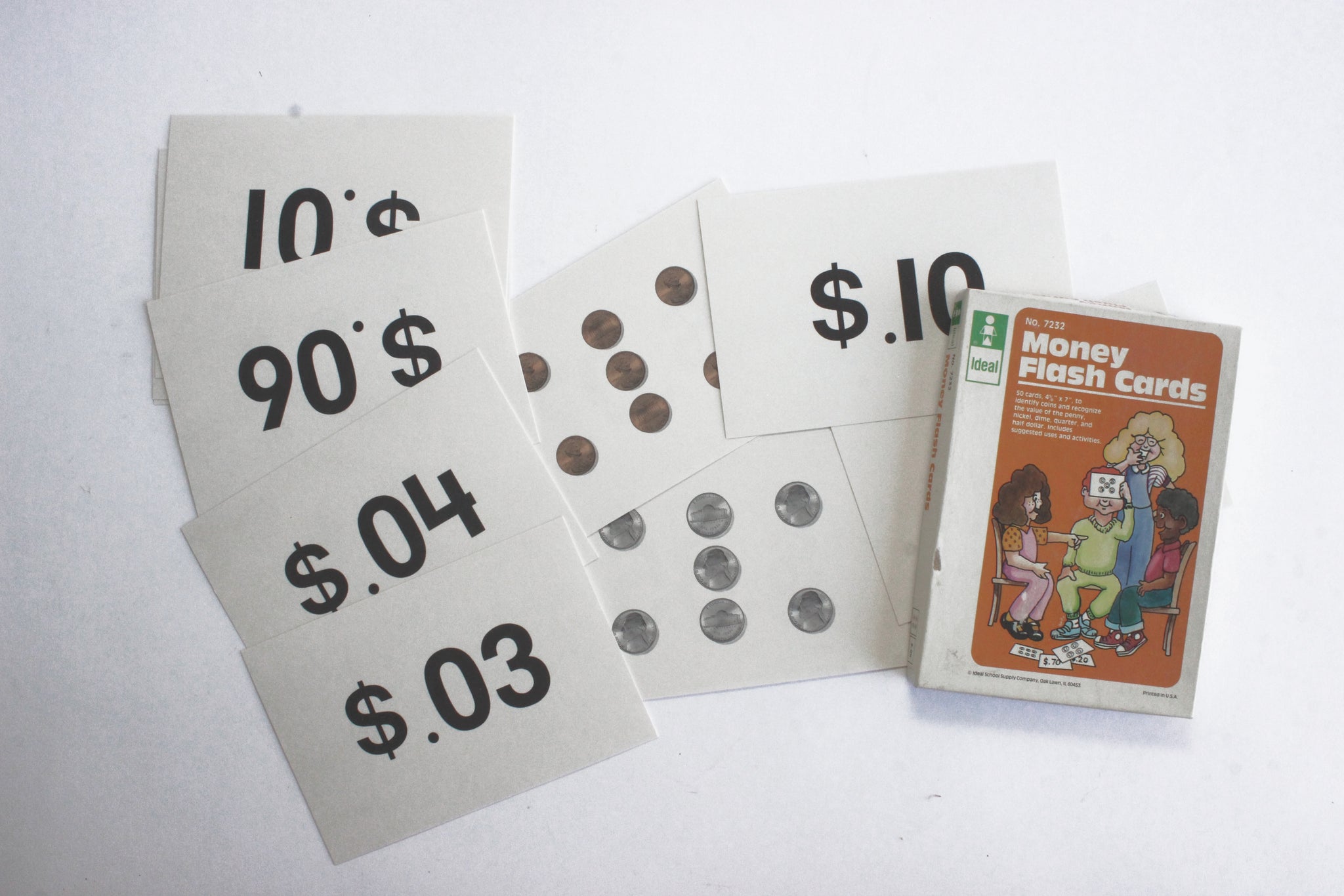 Money Counting Practice Flash Cards, Vintage School Teacher's Supply