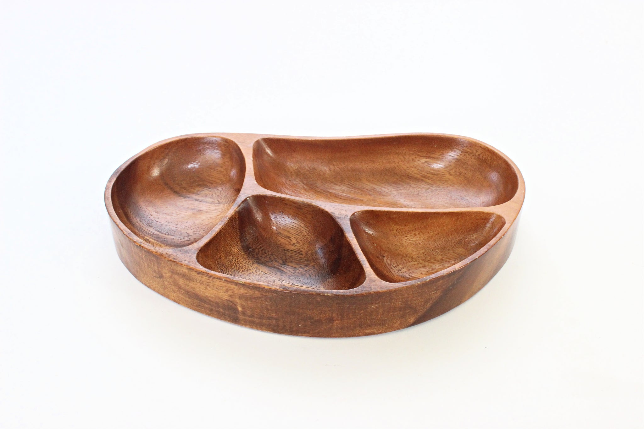 Monkey Pod Divided Tray, Vintage Wood Serving Dish