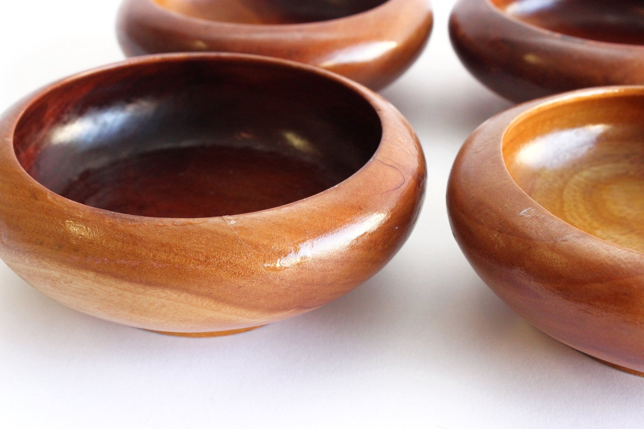 Mid Century Wood Serving Bowls, Set of 6 - 1960s  Monkey Pod Salad Bowls
