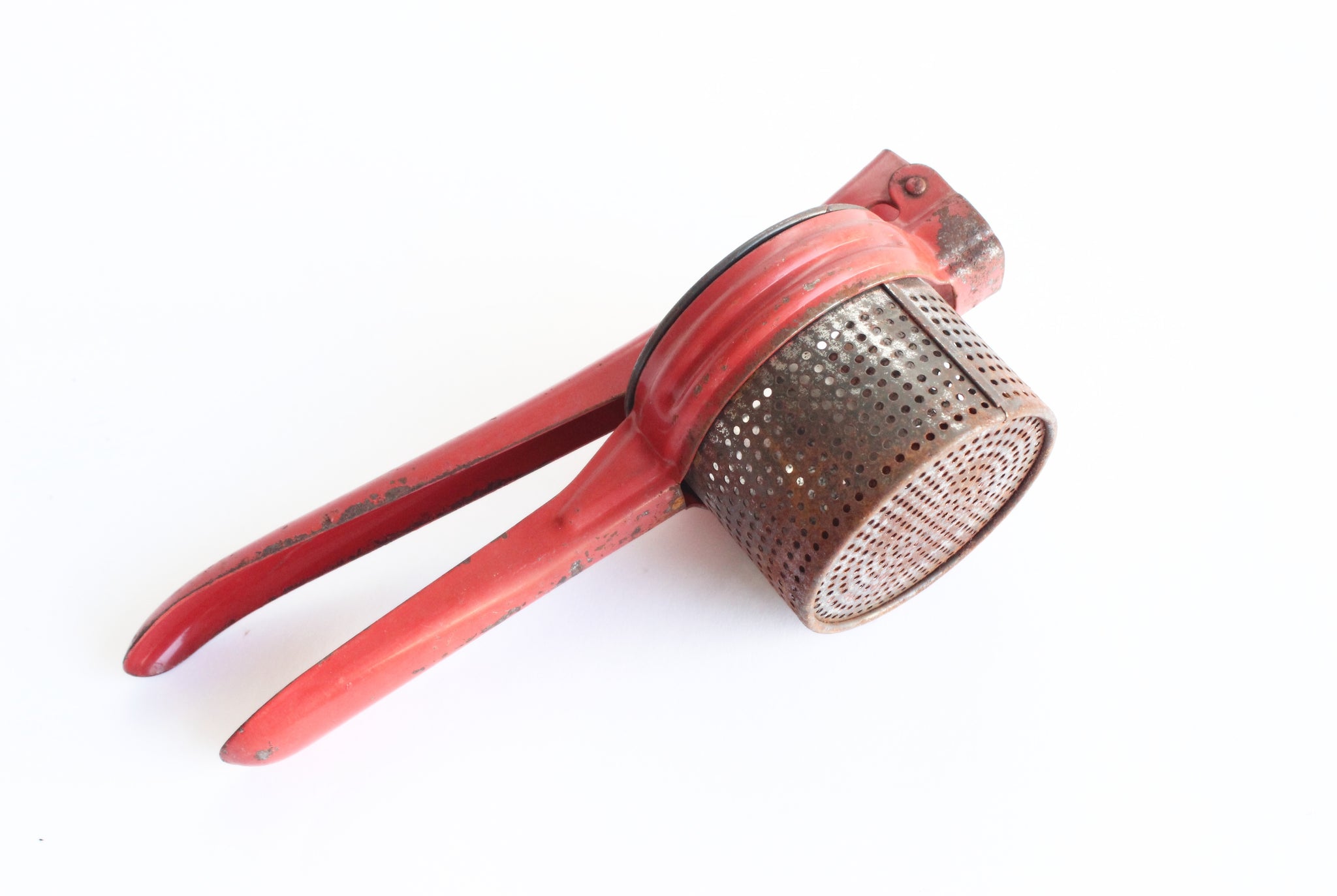 Vintage Red Potato Ricer, Rustic Kitchen Tool