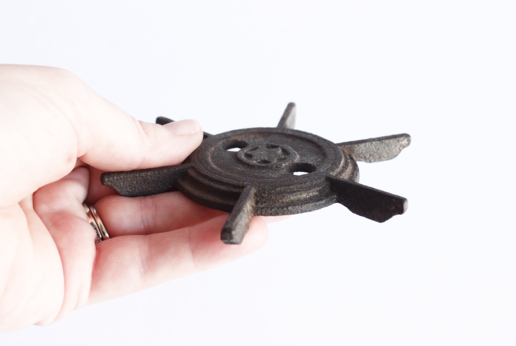 Vintage Cast Iron Ship Wheel Emblem, Nautical Style Hardware