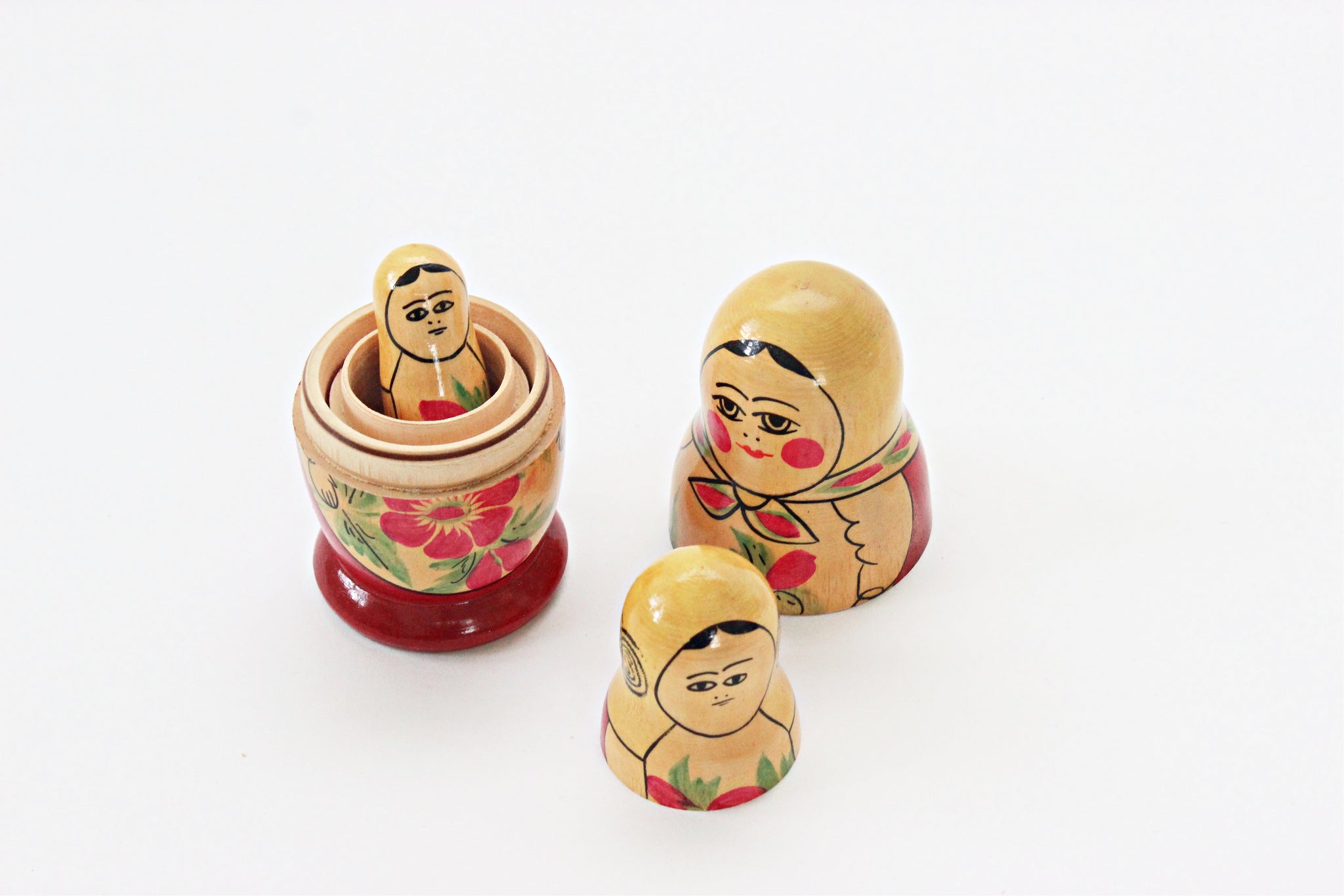 Vintage Russian Nesting Dolls, Wooden Stacking Dolls, Matryoshka Dolls