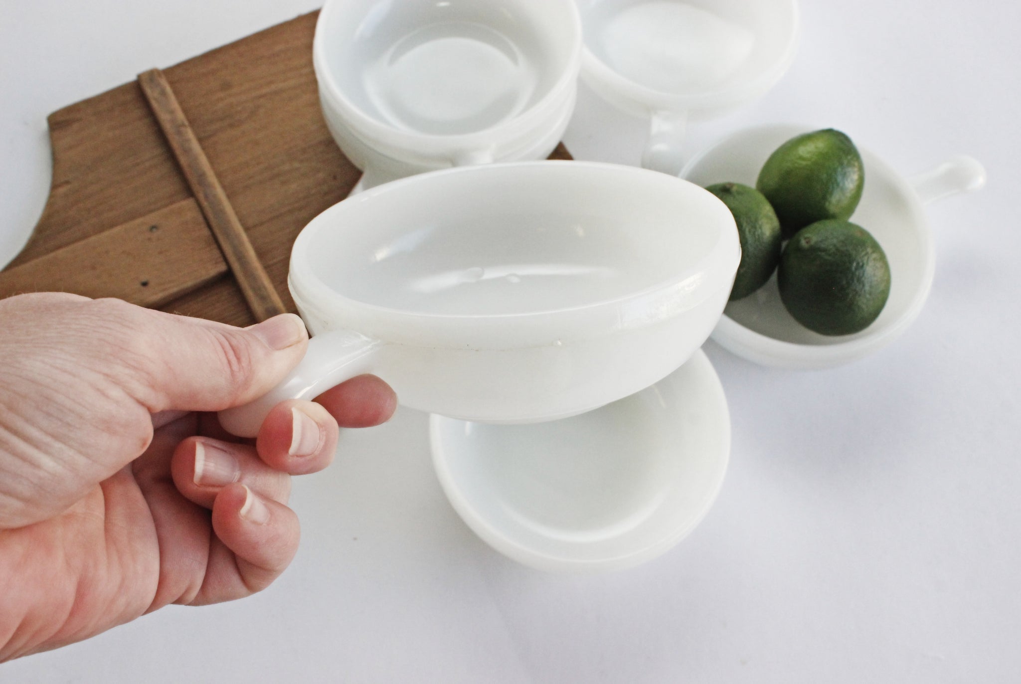 Vintage Glasbake Bran Serving Bowls, Milk Glass Bowls