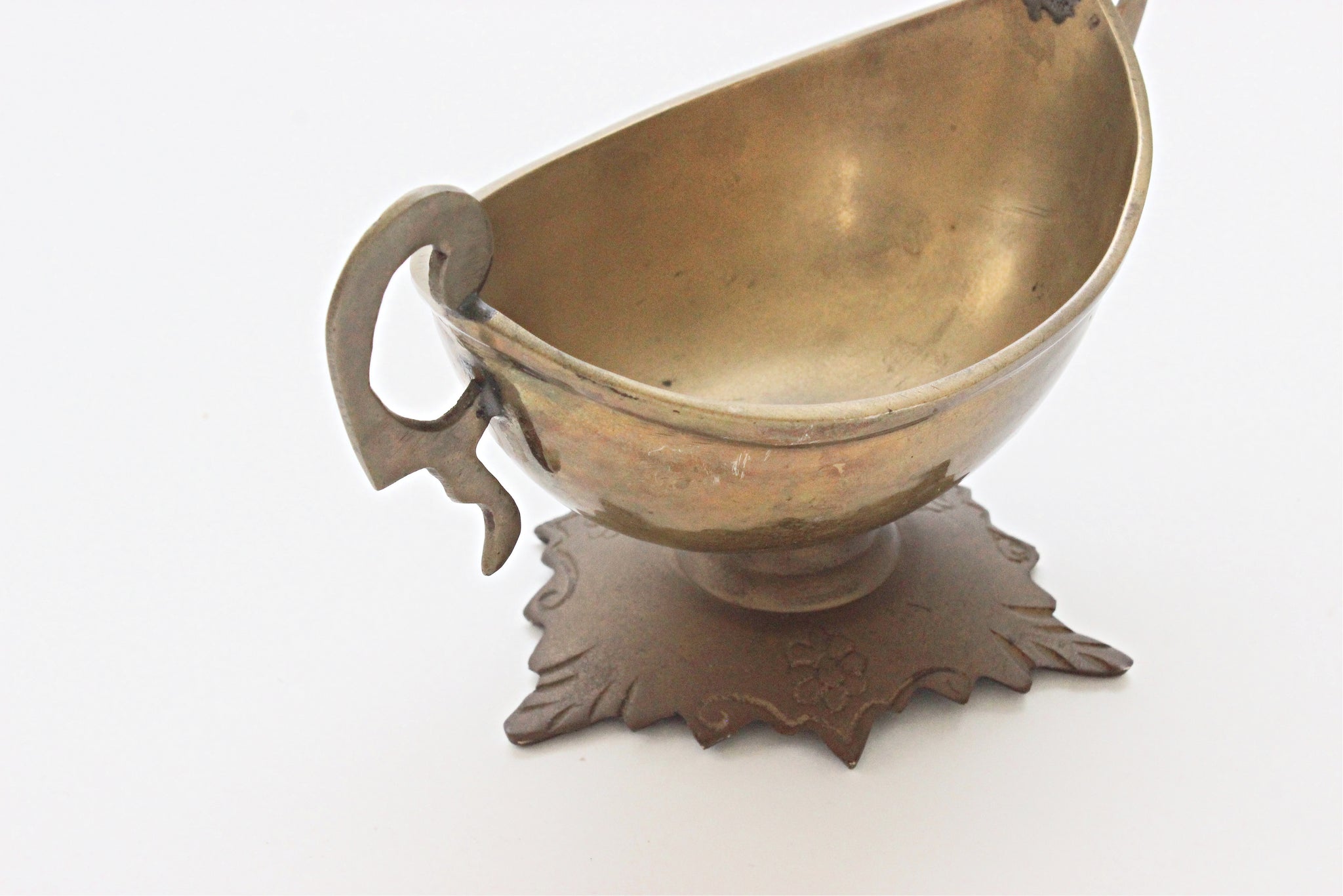 Small Brass Dish, Vintage Brass Pedestal Dish