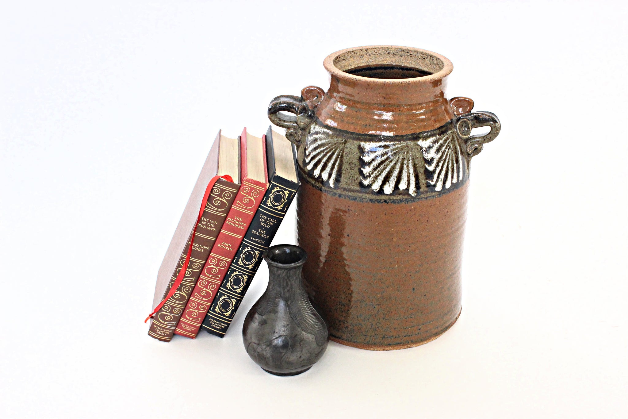 Southwest Style Pottery Bud Vase, Small Etched Clay Vase