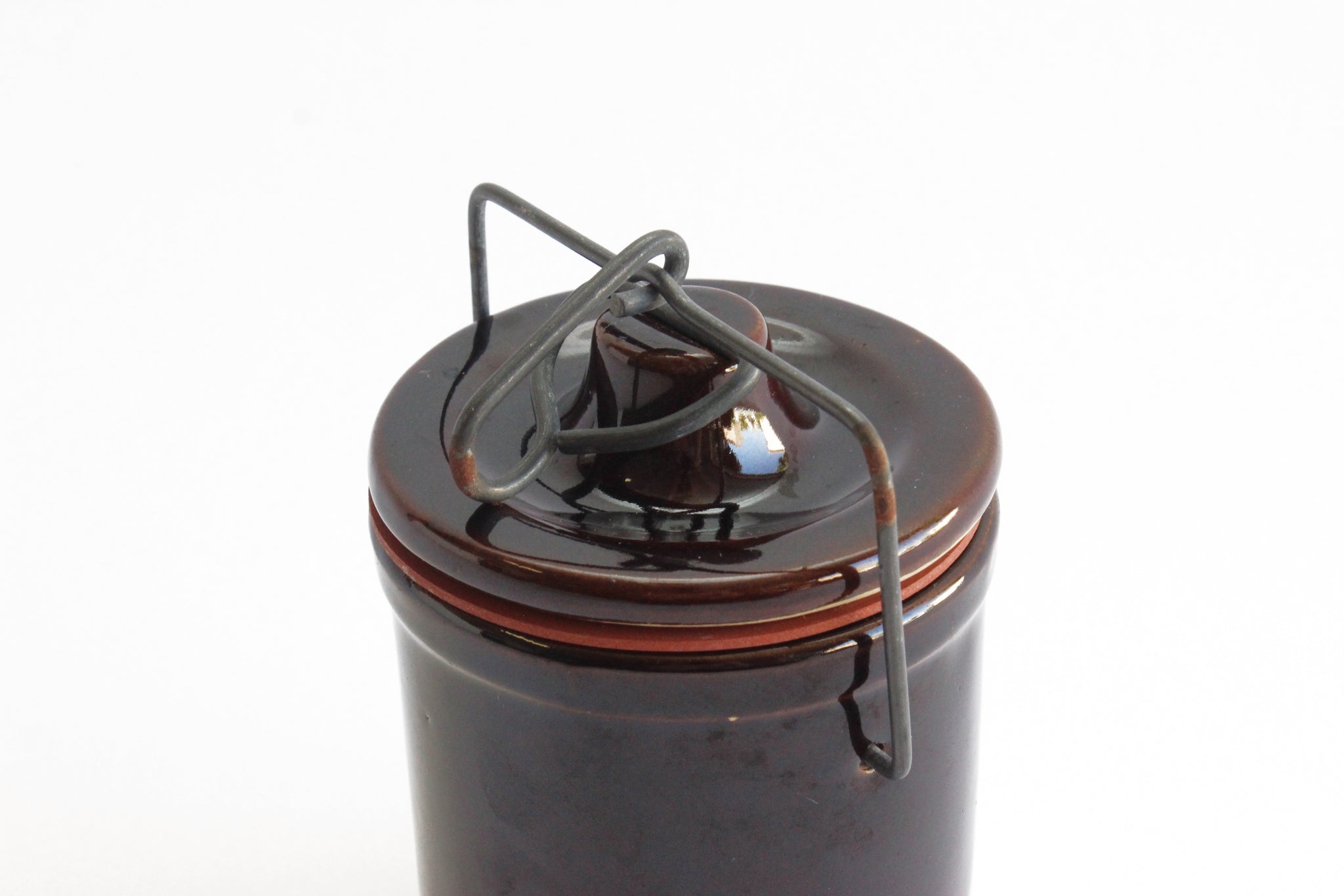 Vintage Stoneware Spice Jar, Sealing Ceramic Jar