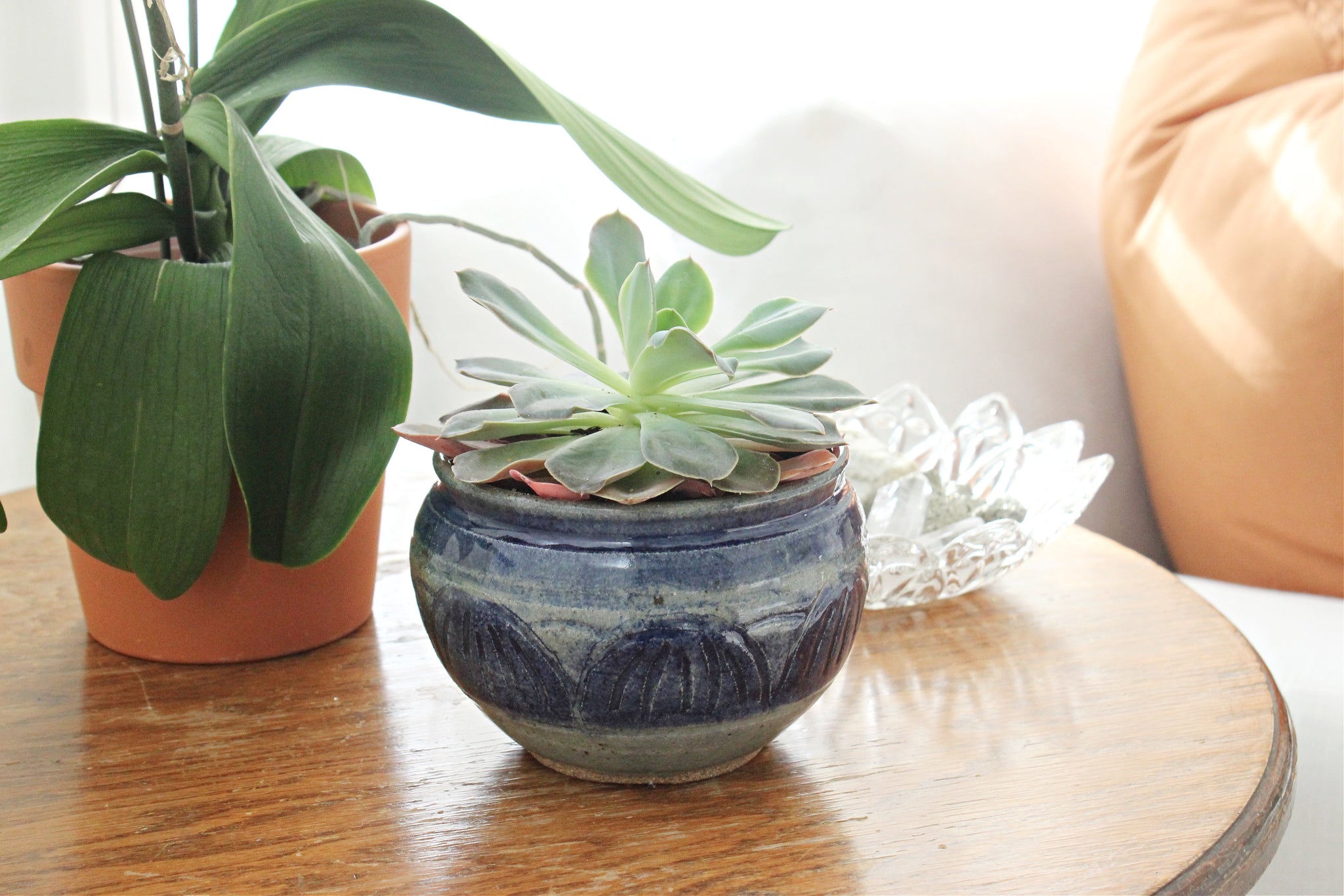 Stoneware Planter Bowl, Small Indoor Planter