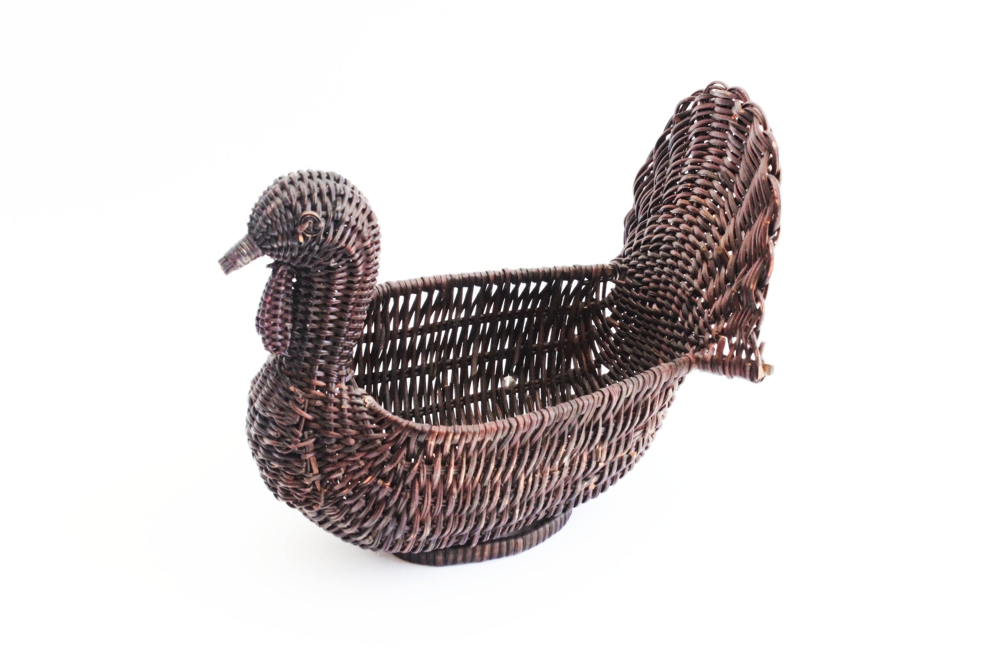 Woven Wicker Turkey Basket, Thanksgiving Table Decor