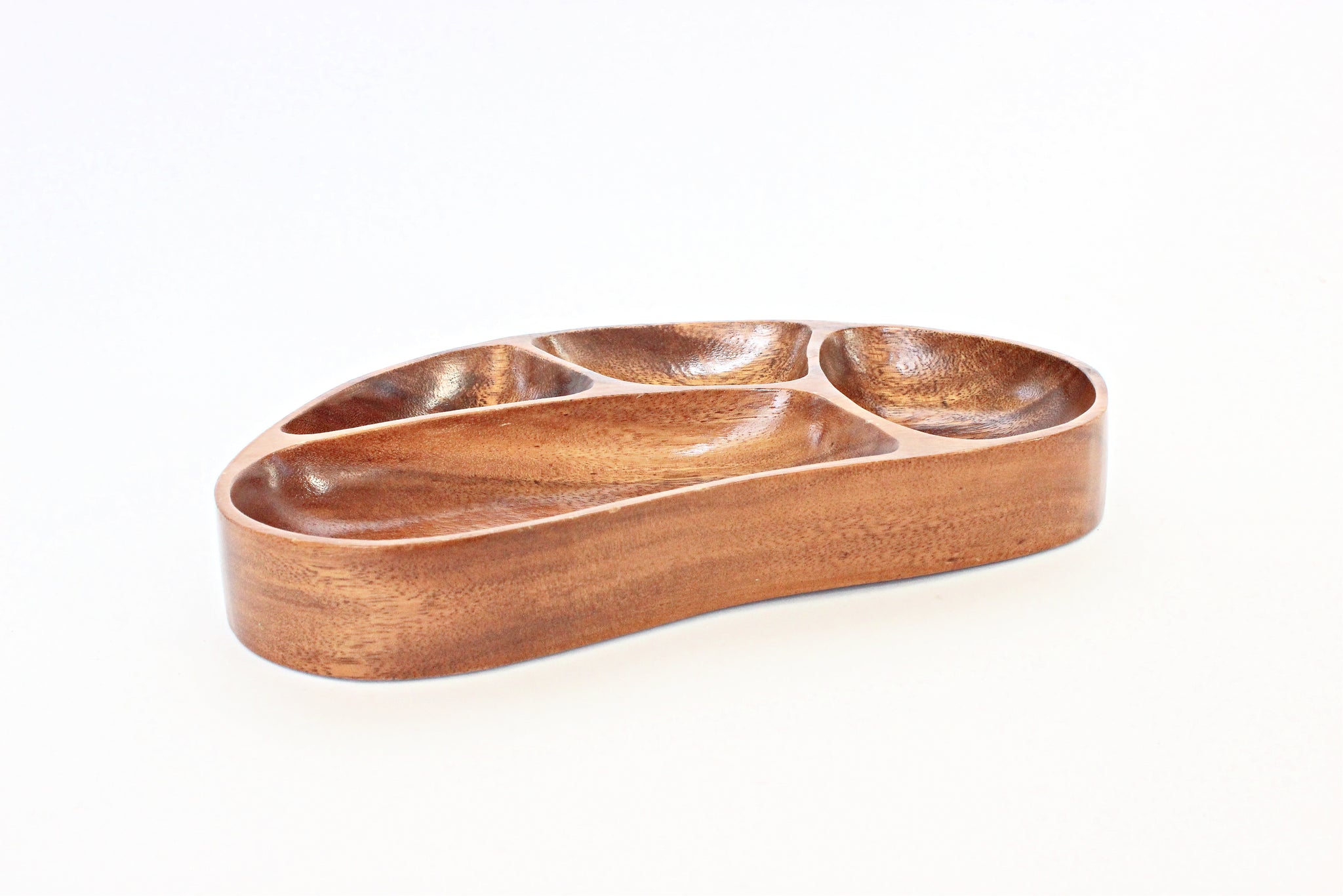 Monkey Pod Divided Tray, Vintage Wood Serving Dish