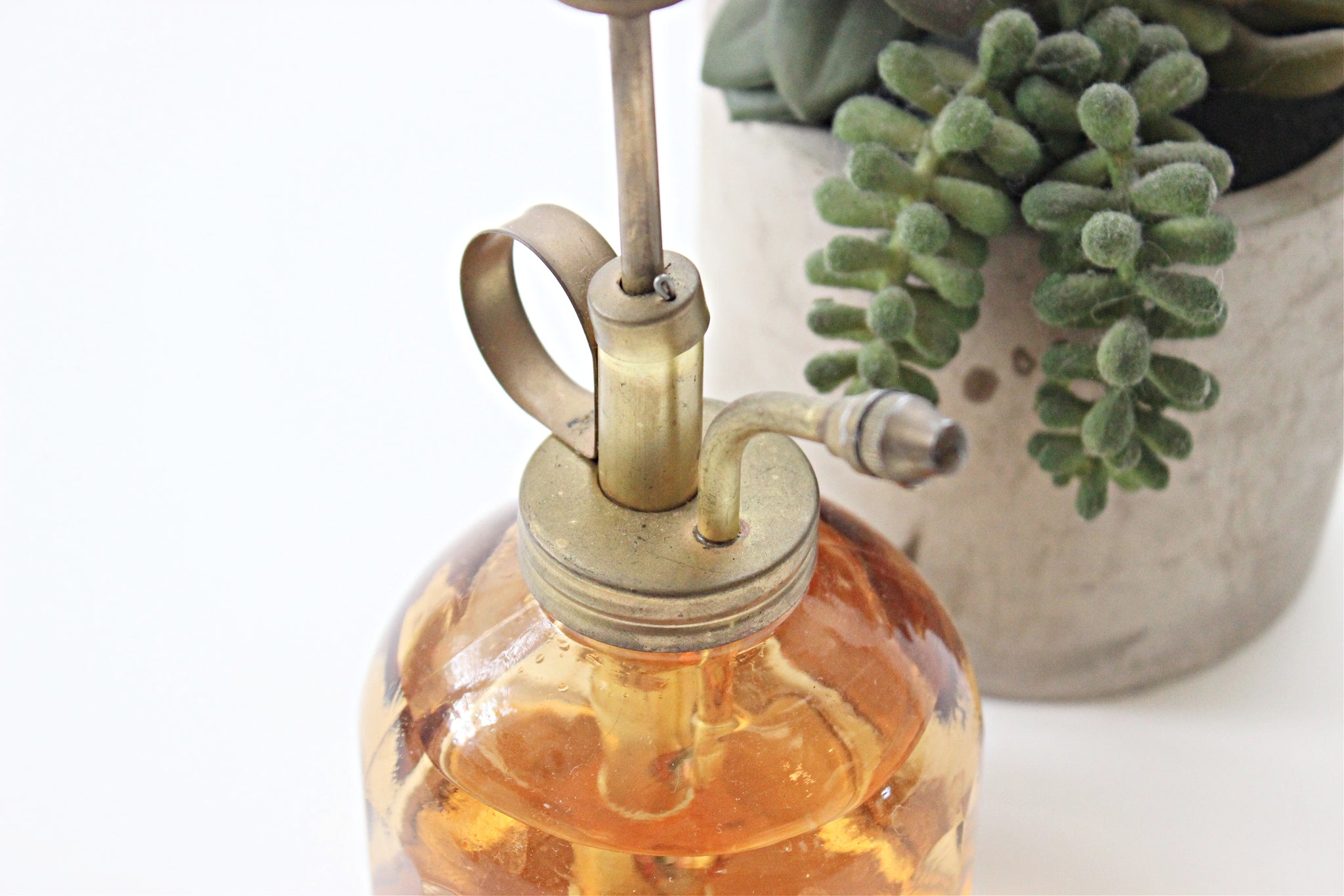 Vintage Glass Plant Spritzer, Amber Glass Plant Mister