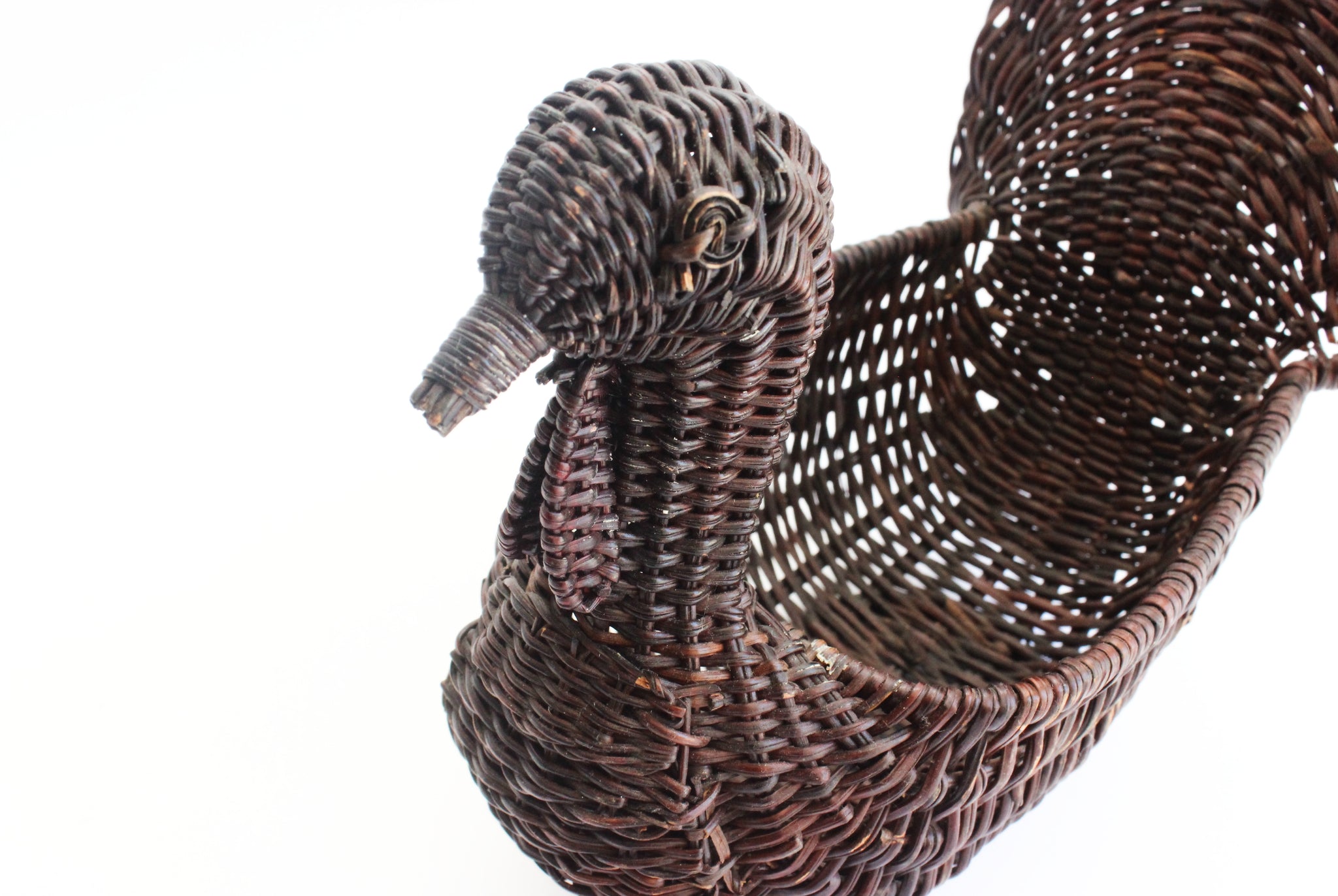 Woven Wicker Turkey Basket, Thanksgiving Table Decor