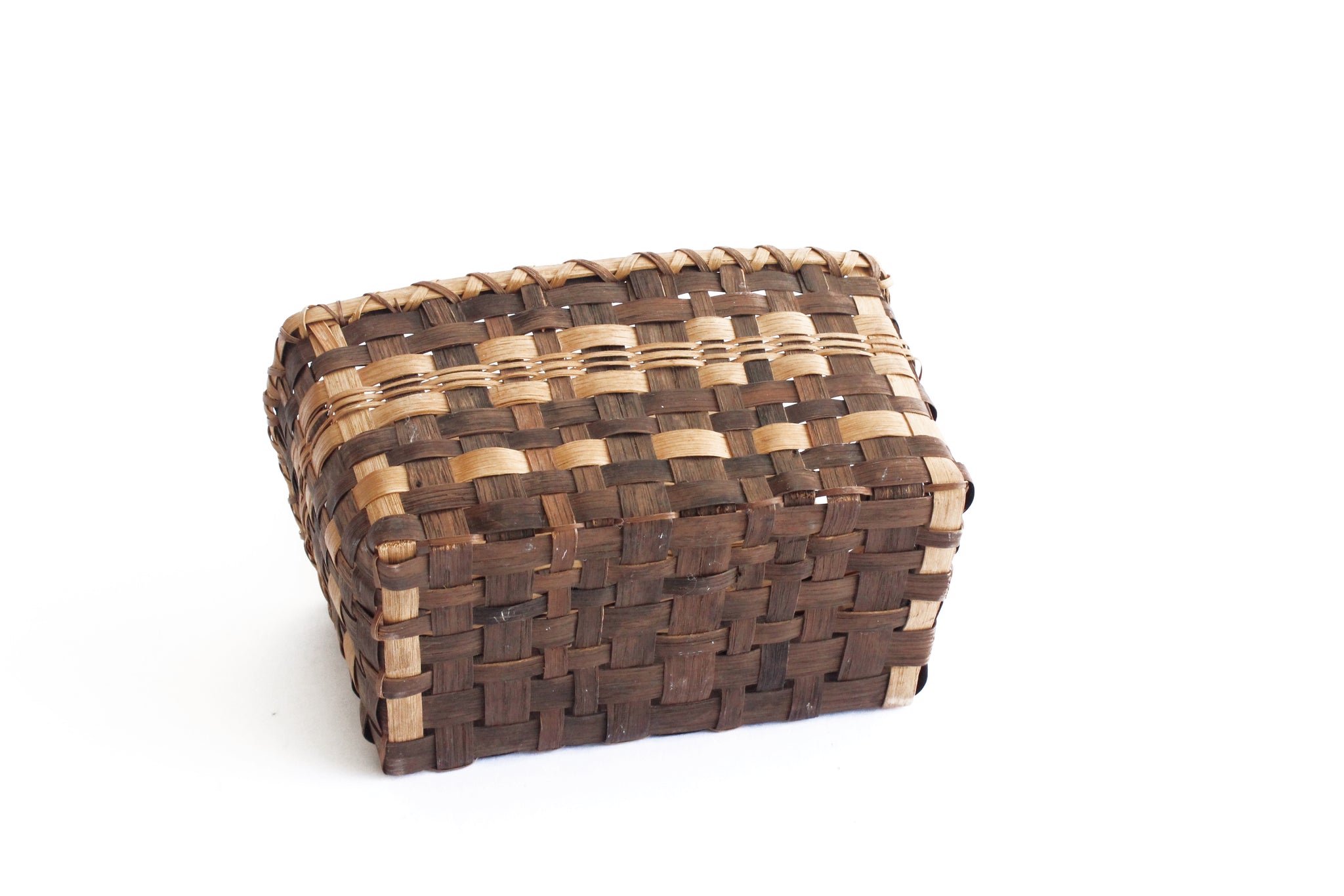 1970's Woven Bamboo Storage Basket, Entry Table Organization Basket, Hanging Basket Planter