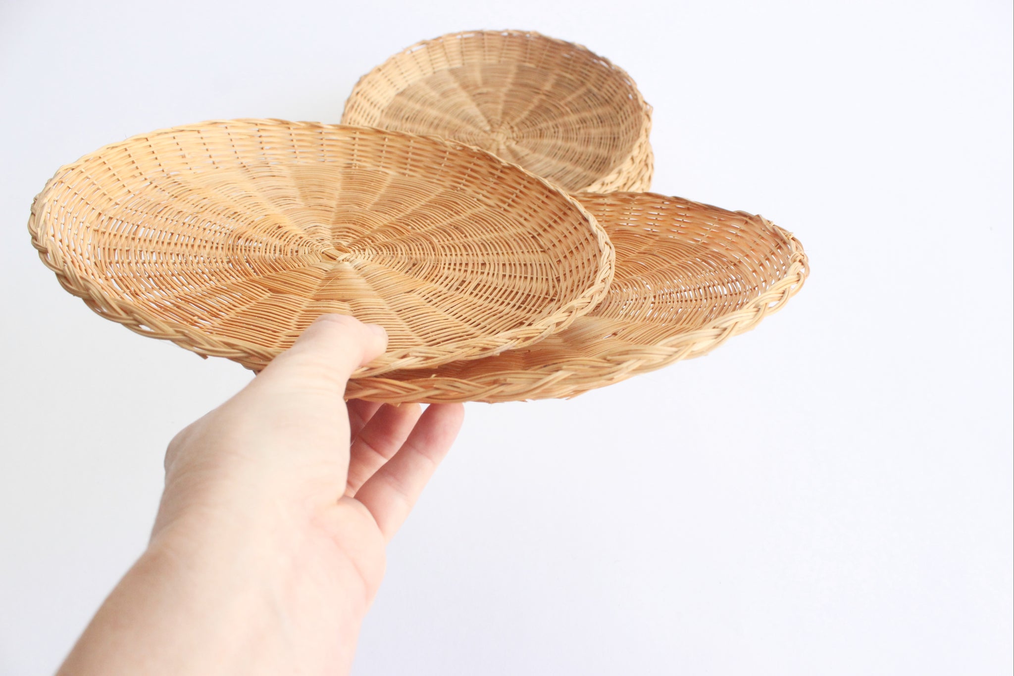 Wicker Paper Plate Holders, Set of 8 Woven Plates
