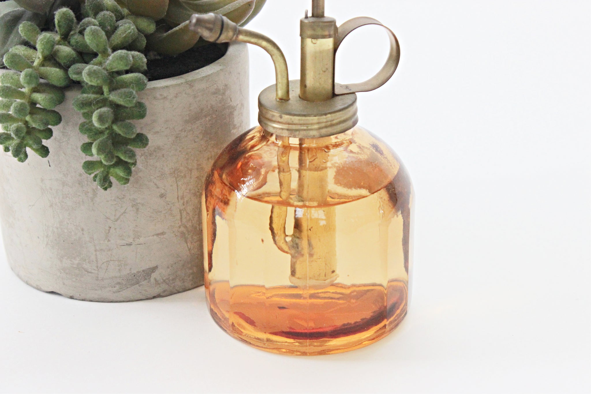 Vintage Glass Plant Spritzer, Amber Glass Plant Mister