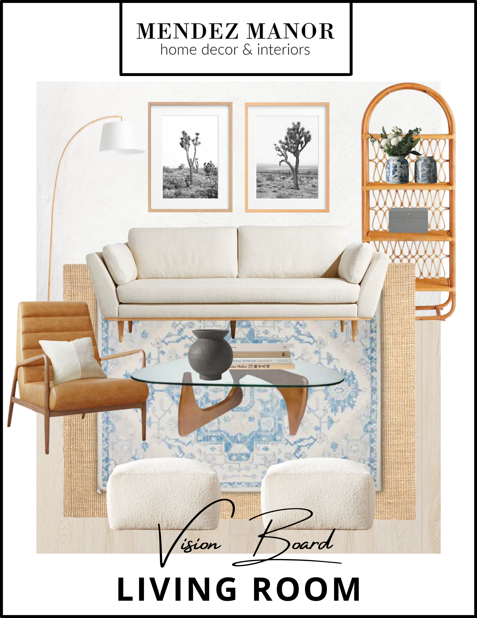 Laid-Back Living Room Design with Mid-Century Accents