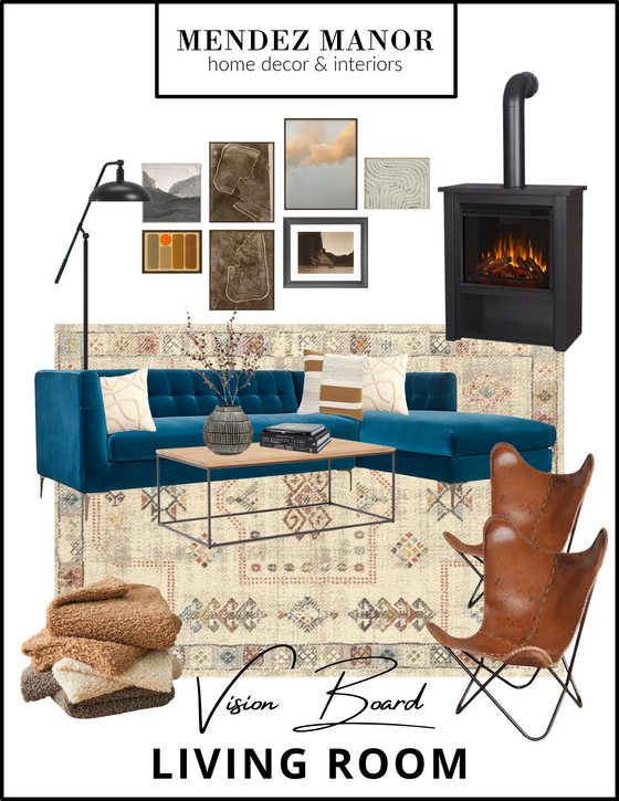 Casual Living Room Design with Industrial Electric Fireplace