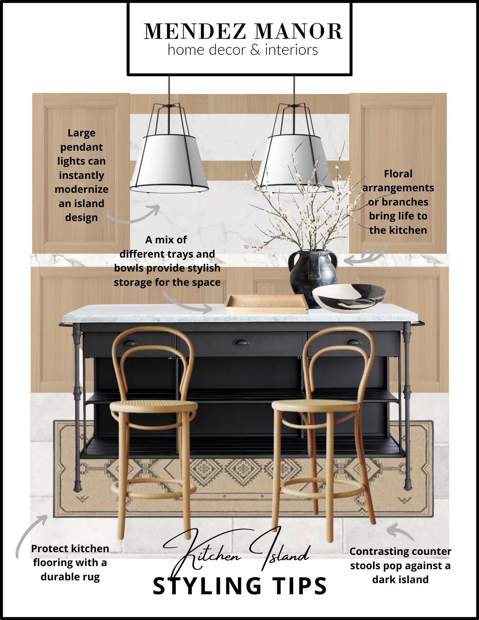 How to Style a Stand Alone Island: Kitchen Island Styling Tips